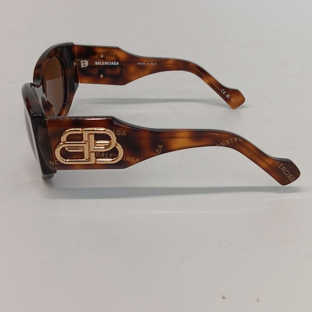 Balenciaga Balenciaga Tortoise Brown BB0070S Logo Cat Eye Sunglasses Size ONE SIZE - 5 Thumbnail