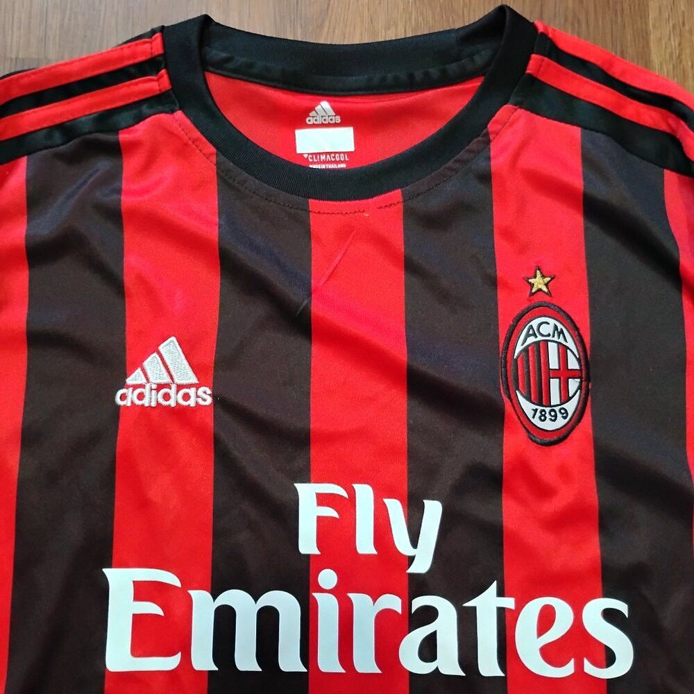 Adidas Adidas AC Milan Fly Emirates Soccer Futbol Jersey 2017-18 Size US L / EU 52-54 / 3 - 1 Thumbnail