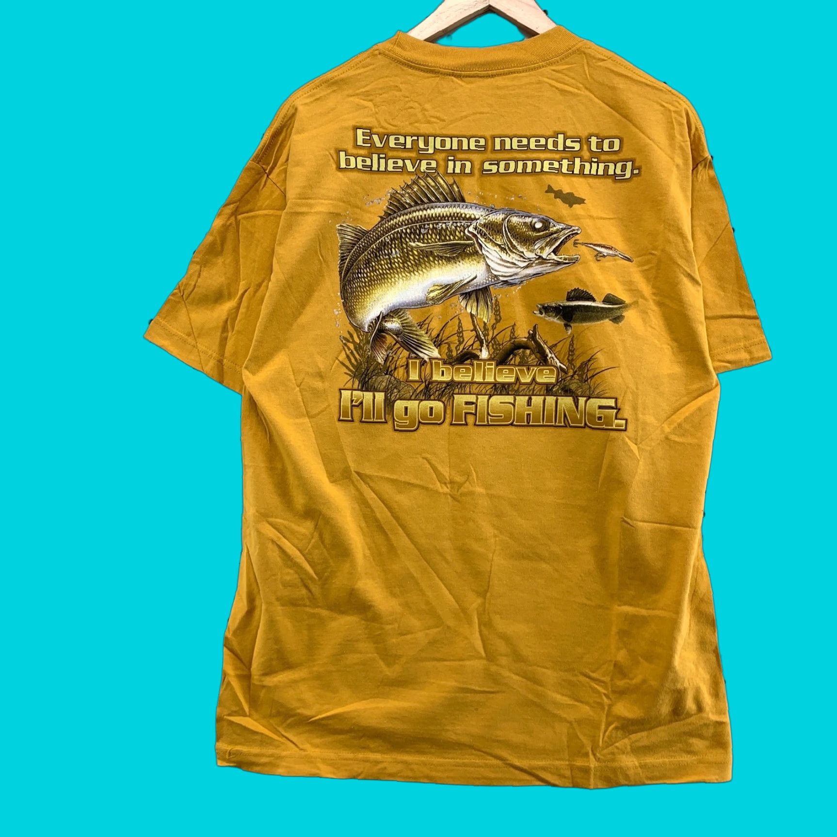 Vintage Buck Wear Outdoors Shirt Yellow Adult Large Fishing Graphic Short Sleeve Size US L / EU 52-54 / 3 - 1 Thumbnail