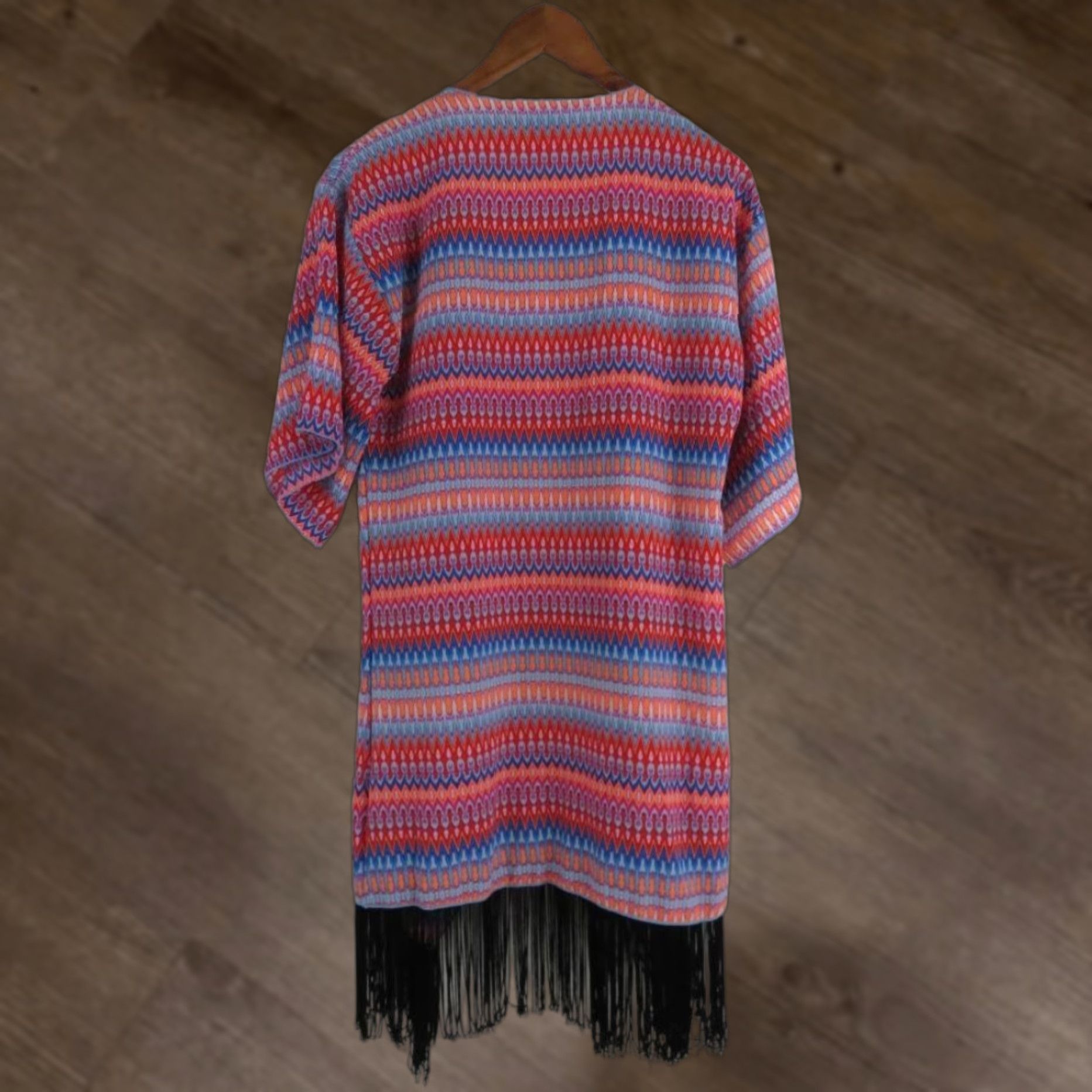 Vintage VINTAGE LuLaRoe Monroe Kimono Cardigan S Boho Fringe Sheer Striped Shawl Festival Pink Shirt Womens XS? Size S / US 4 / IT 40 - 1 Thumbnail