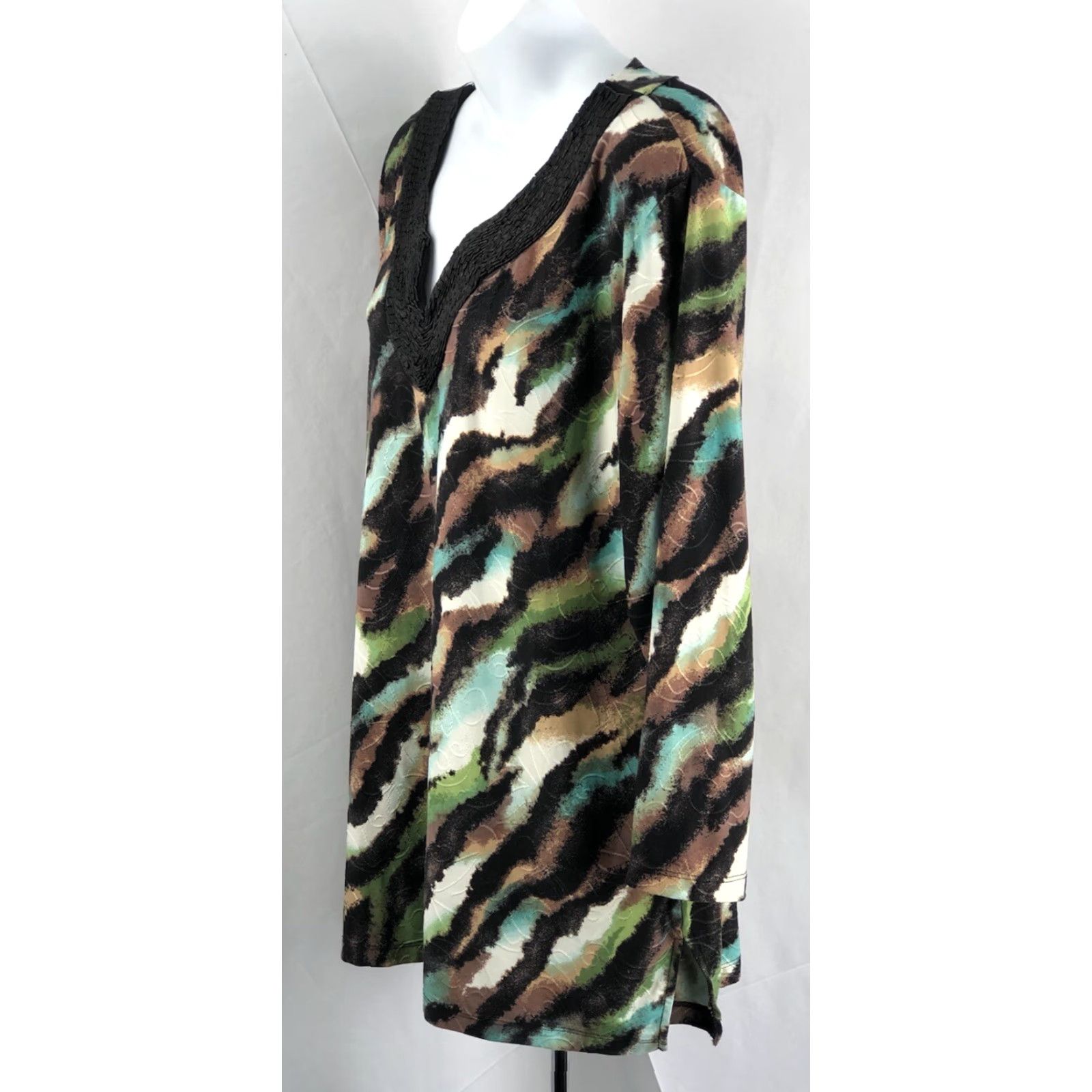 JM Collection JM Collection Geometric Tunic top XL Boho Beaded V-Neck 3/4 Sleeve Blouse Multicolor Women's Shirt Size XL / US 12-14 / IT 48-50 - 2 Thumbnail