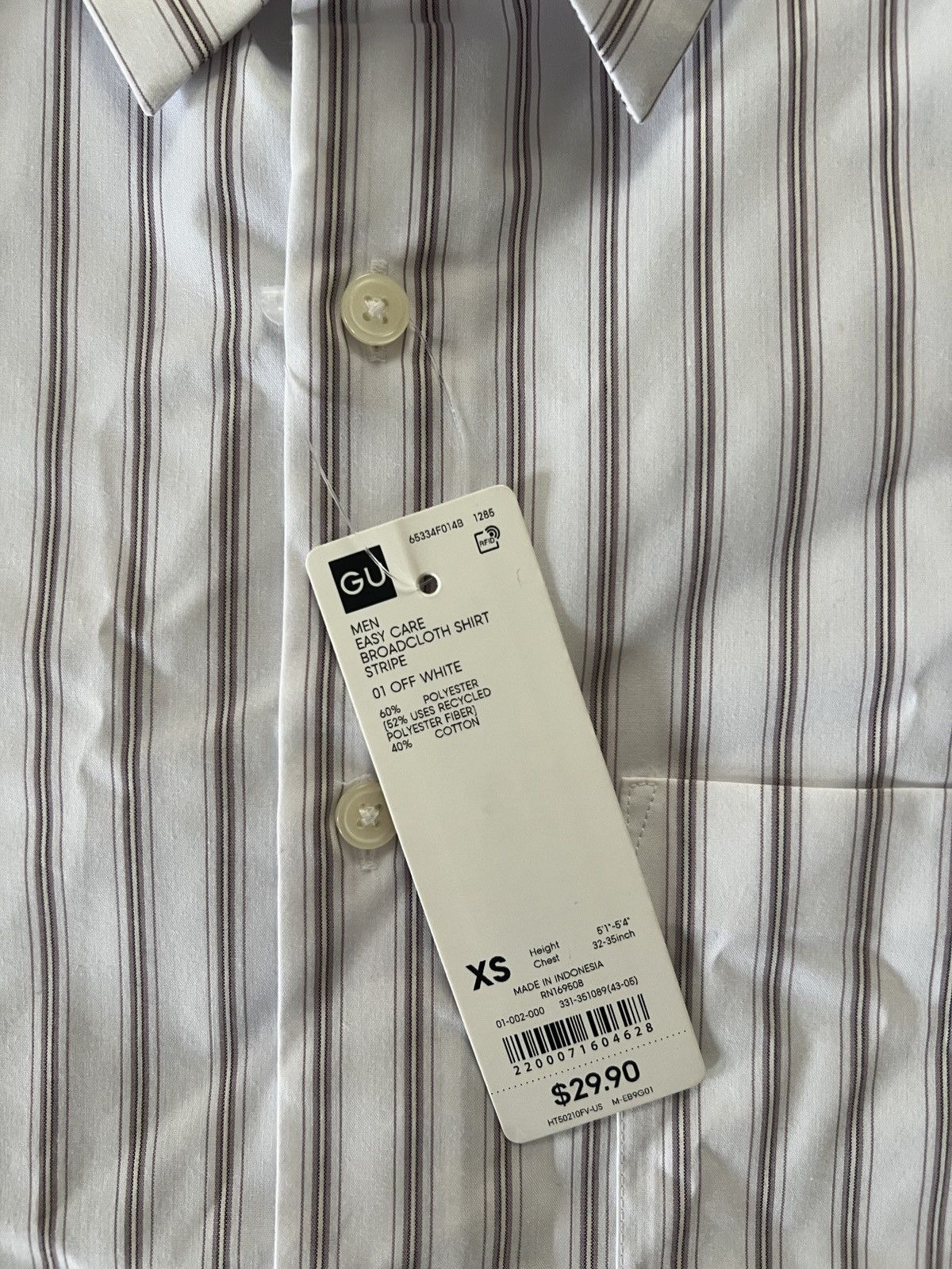 GU White and Burgandy Striped Broadcloth Shirt Size US XS / EU 42 / 0 - 2 Thumbnail