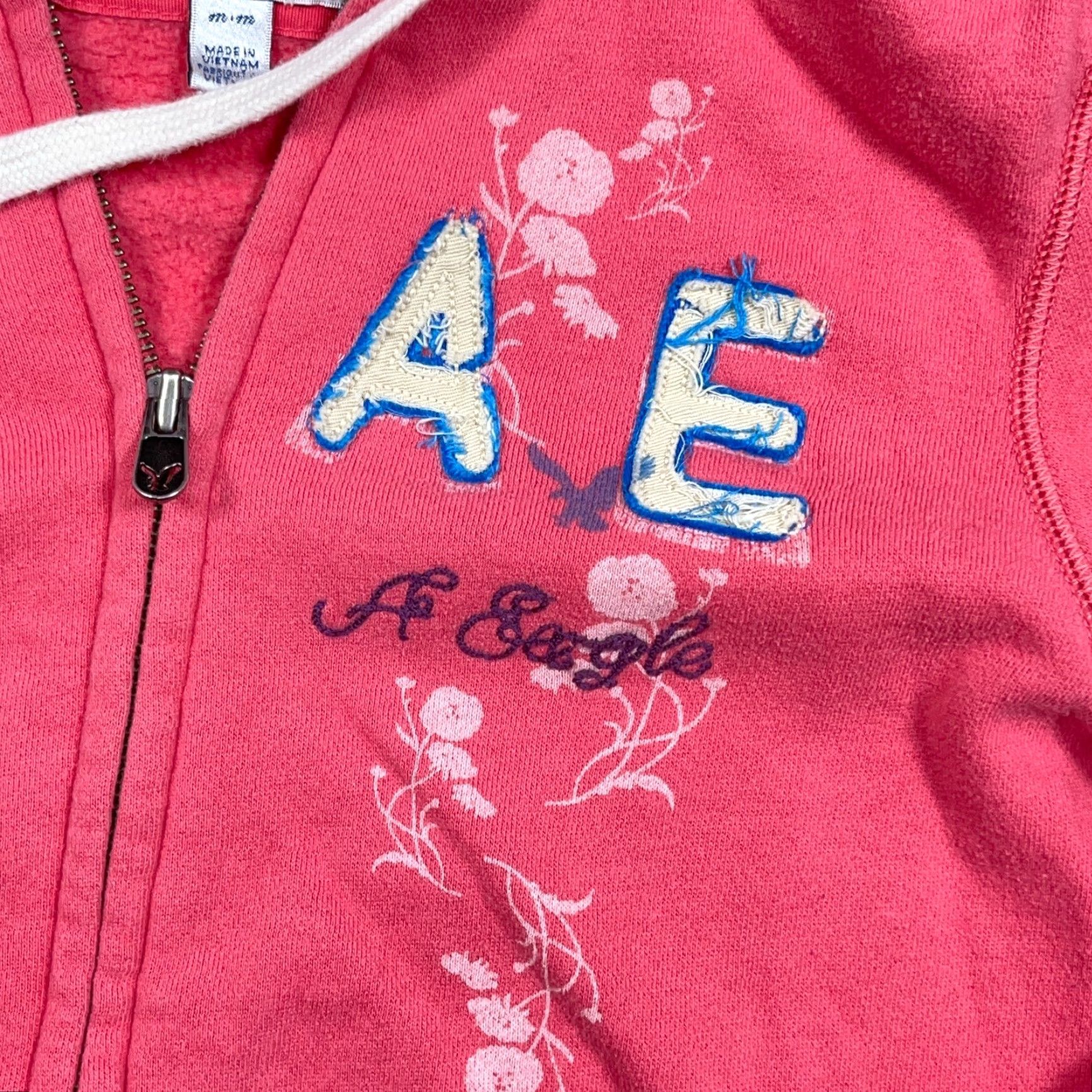 American Eagle Outfitters Vintage American Eagle Hoodie Women Medium Pink Full Zip Jacket 3/4 Sleeve Size M / US 6-8 / IT 42-44 - 3 Thumbnail