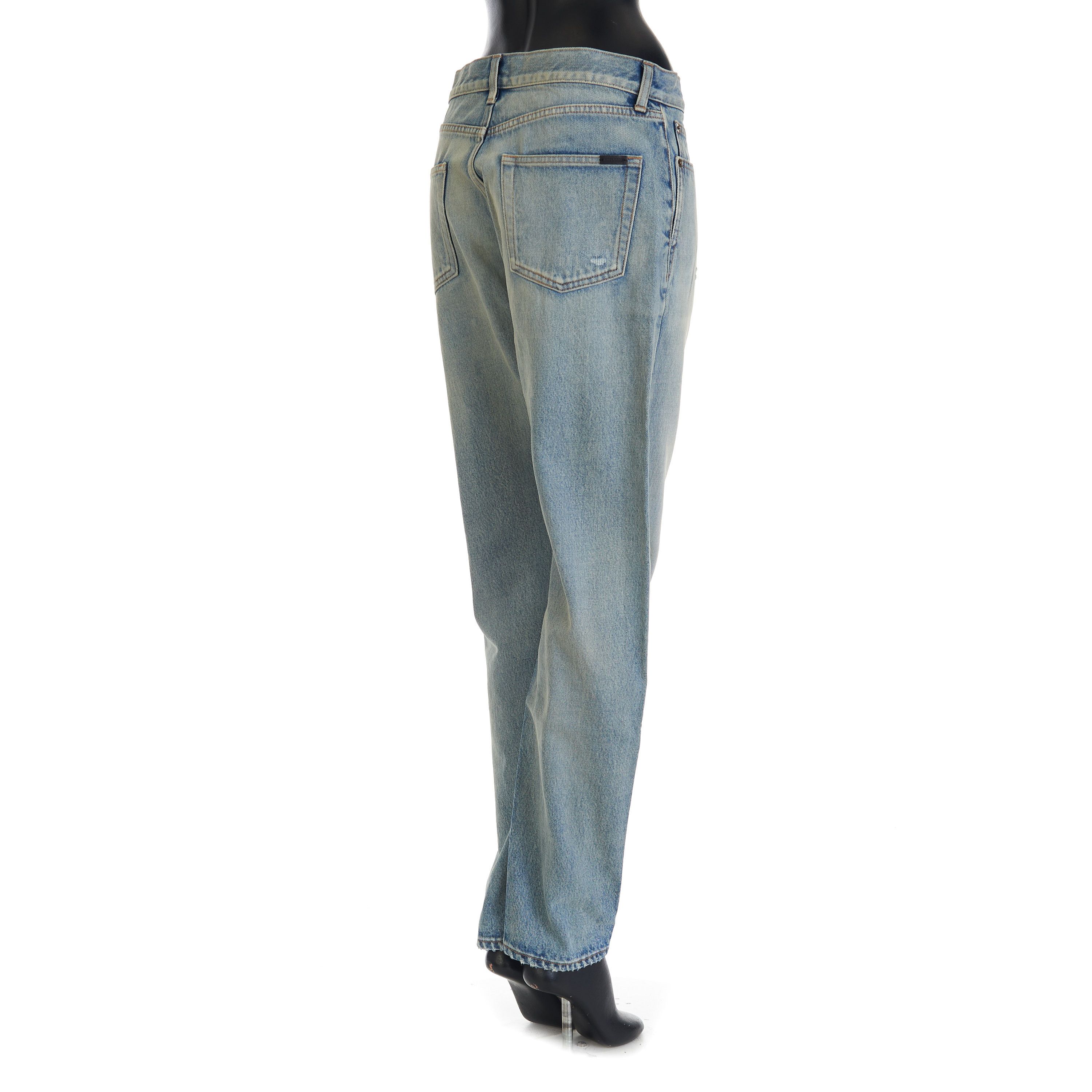 Saint Laurent Paris YSL High Waist - Slim Fit Jeans In Santa Monica Blue Denim Size 29" - 6 Thumbnail
