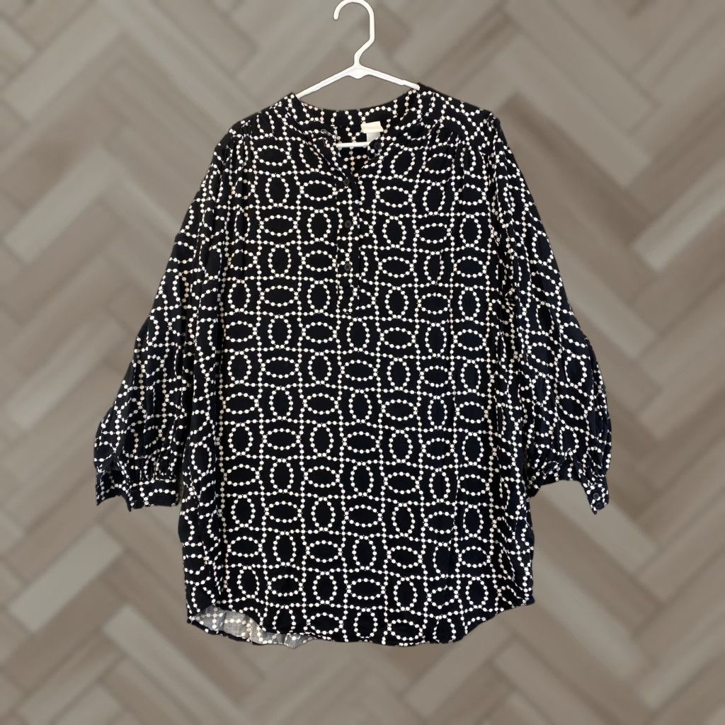 H&M H&M Sz L Black Long Sleeve Shirt Dress 58-26 Size L / US 10 / IT 46 - 1 Thumbnail