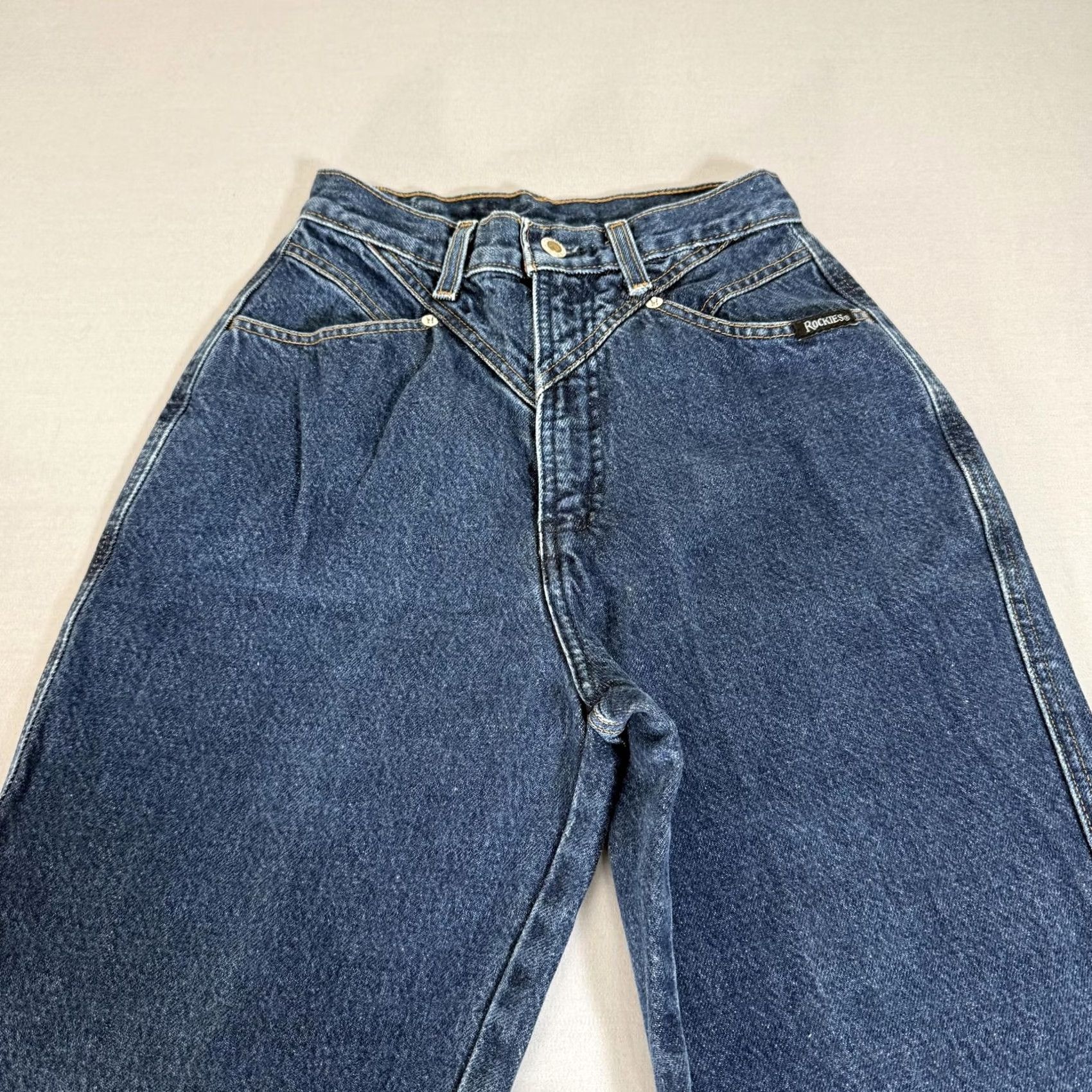 Vintage Rocky Mountain Jeans Womens 6 Blue Bare Back Slim Fit Denim Pants Western 90s Size 28" / US 6 / IT 42 - 2 Thumbnail