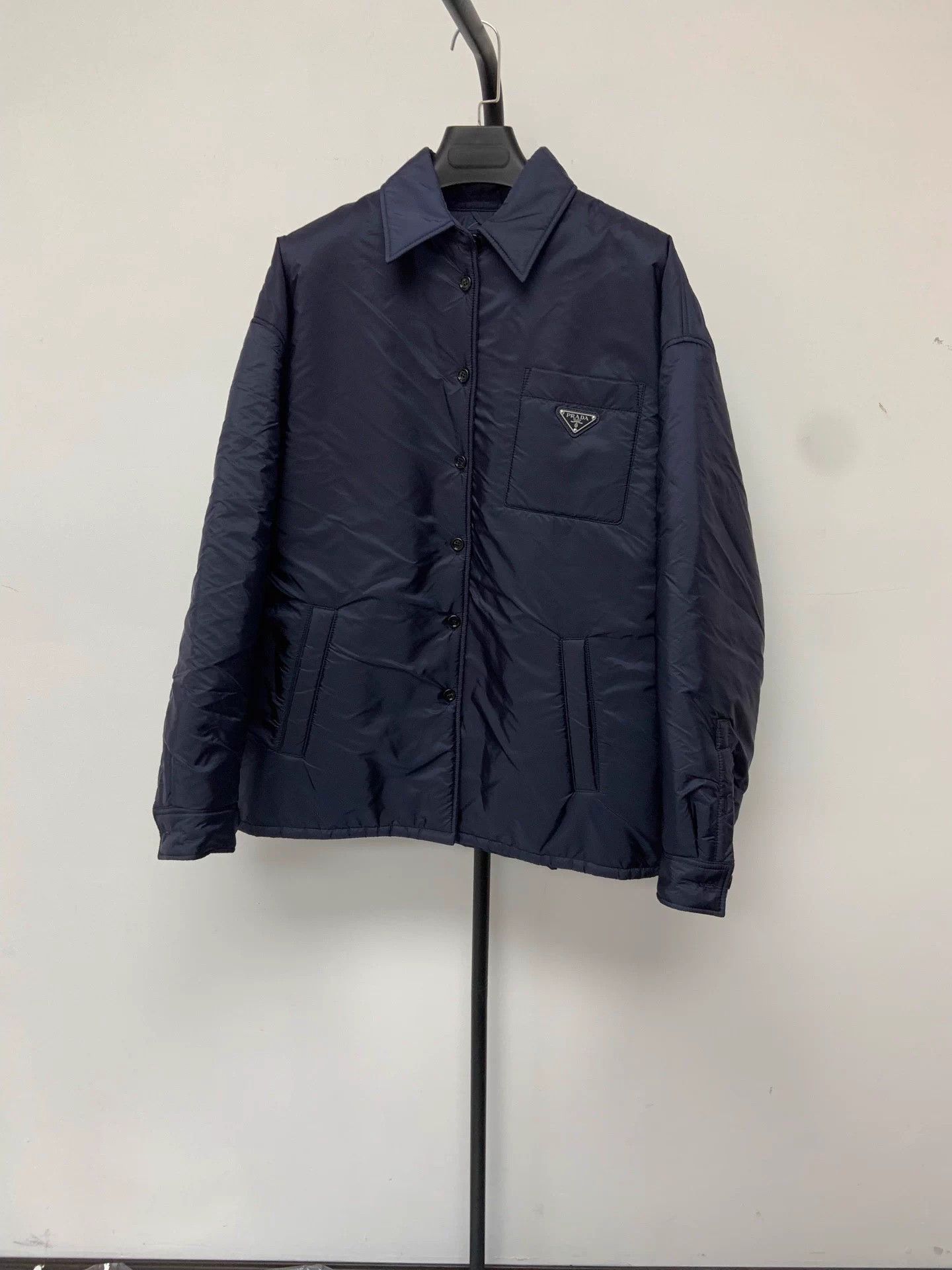 Prada PRADA women's oversized lapel chest logo long sleeve puffer Size M / US 6-8 / IT 42-44 - 1 Thumbnail