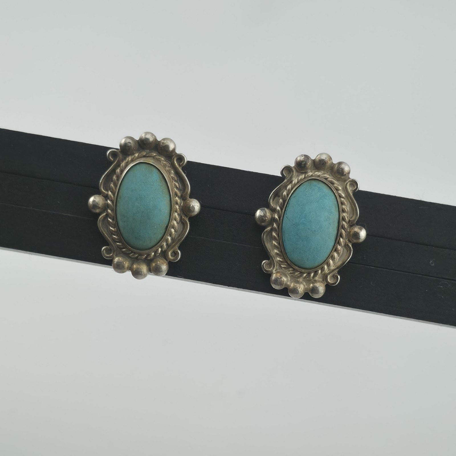 Other Turquoise Sterling Silver Screw Back Earrings Southwestern Size ONE SIZE - 5 Thumbnail