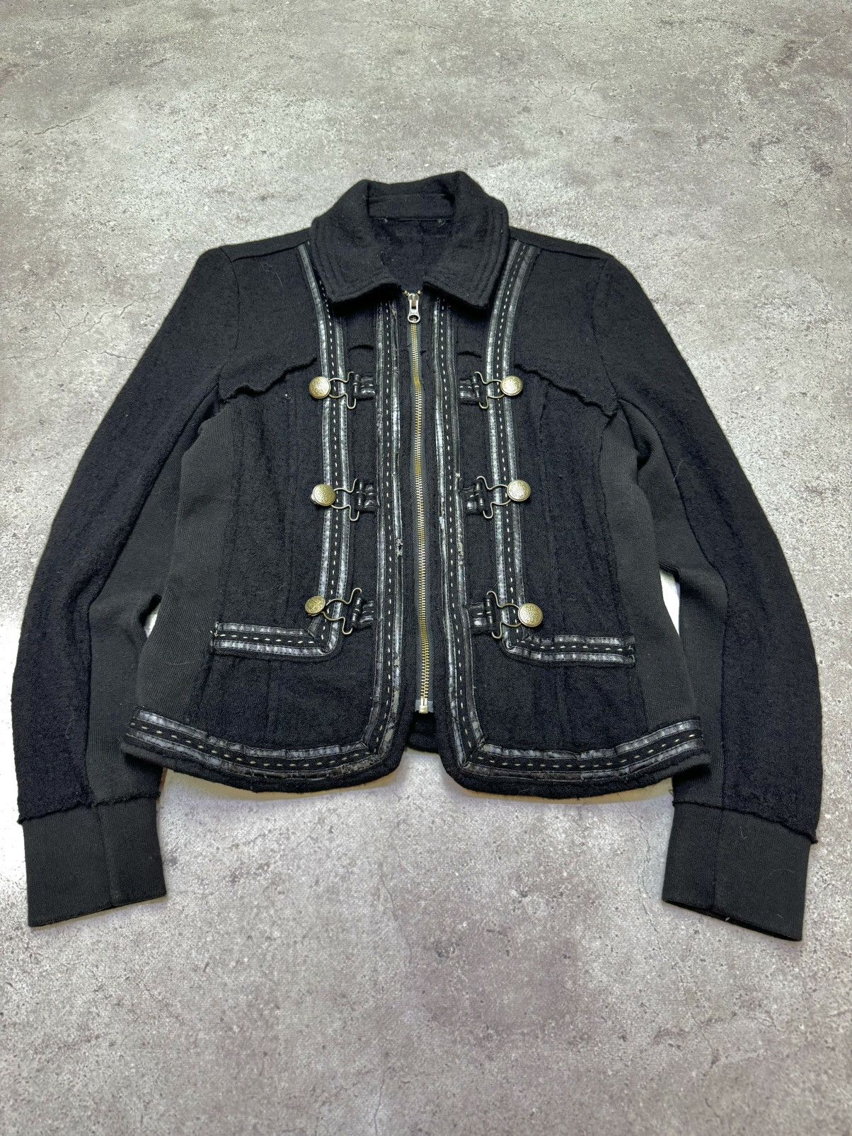 Vintage Napoleon Button Military Wool Sweater Jacket