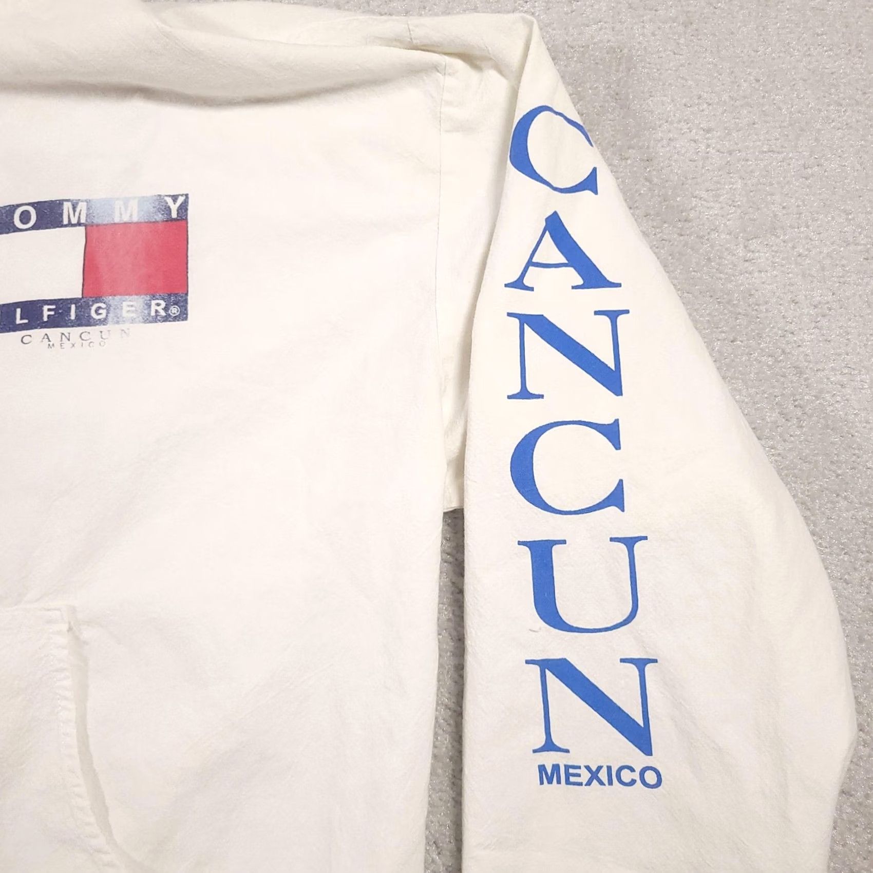 Tommy Hilfiger Tommy Hilfiger Jacket Mens L White Cancun Mexico Full Zip Hoodie Spell Out Windbreaker Light Weight Pockets Logo Zipper Size US L / EU 52-54 / 3 - 5 Thumbnail