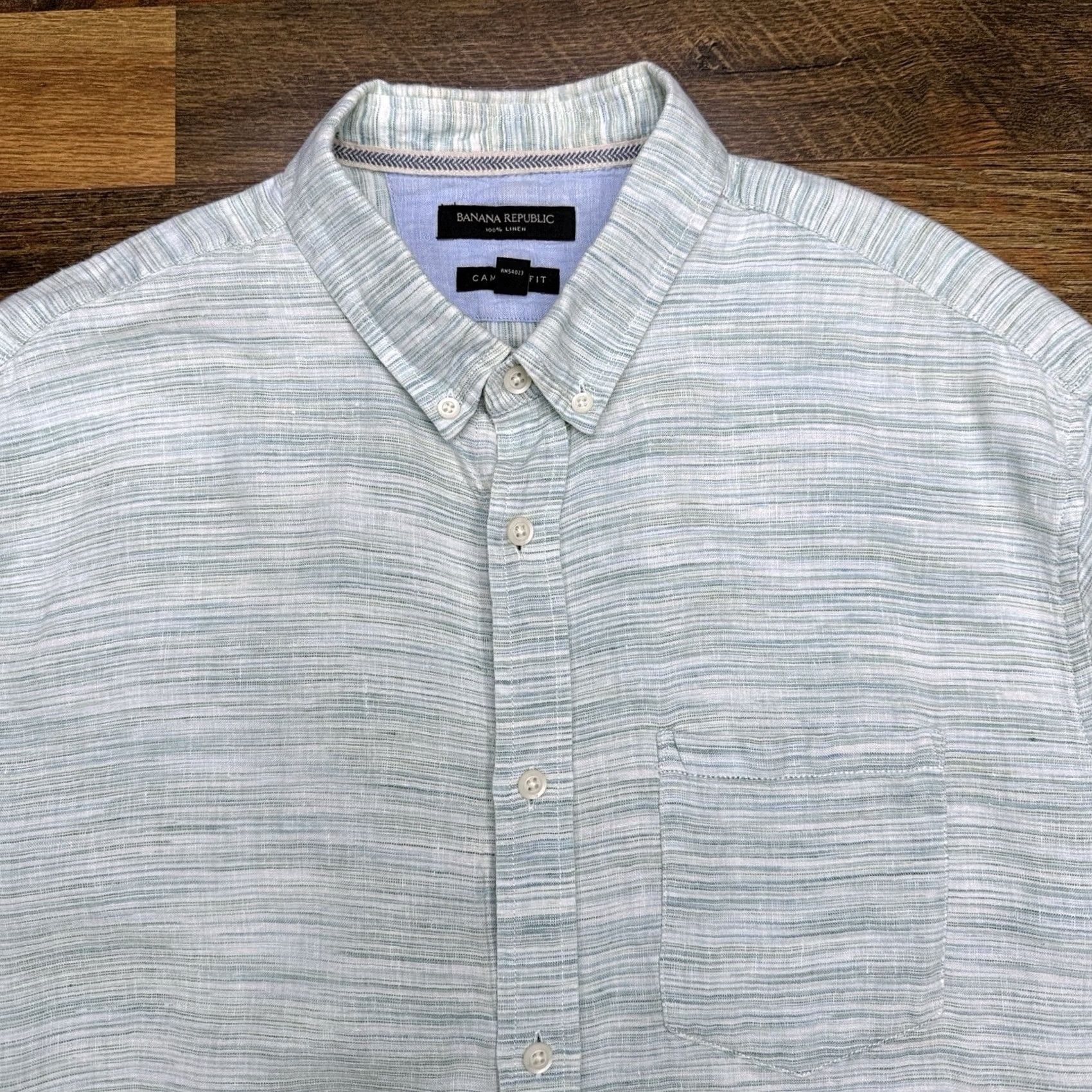 Banana Republic Banana Republic Linen Shirt Mens XL Green Button Up Size US XL / EU 56 / 4 - 4 Thumbnail