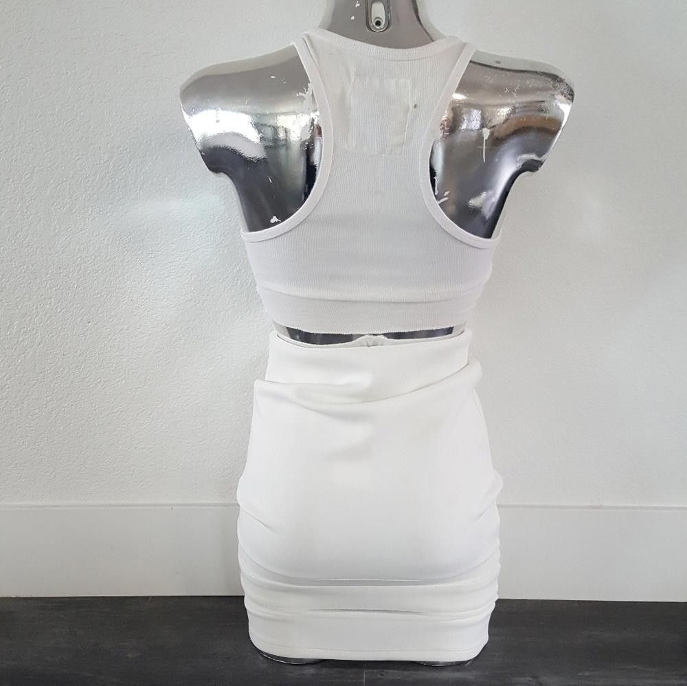 Divided White Mesh Detailed Divided High Waisted Midi Size 26" / US 2 / IT 38 - 2 Thumbnail