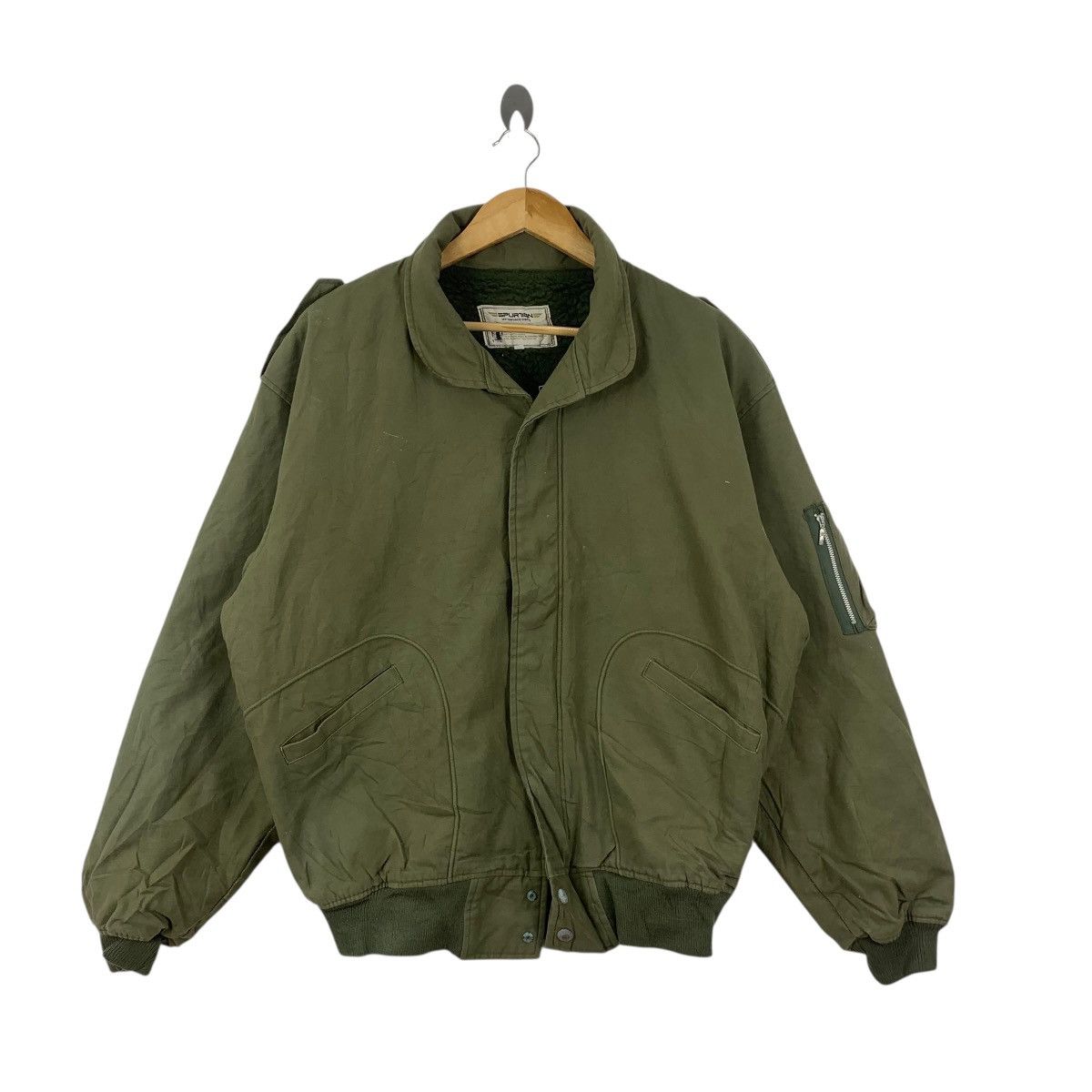 Vintage Vintage SPURTION JAPAN MA-1 Military Shearling Bomber Jacket Size US XXL / EU 58 / 5 - 4 Thumbnail