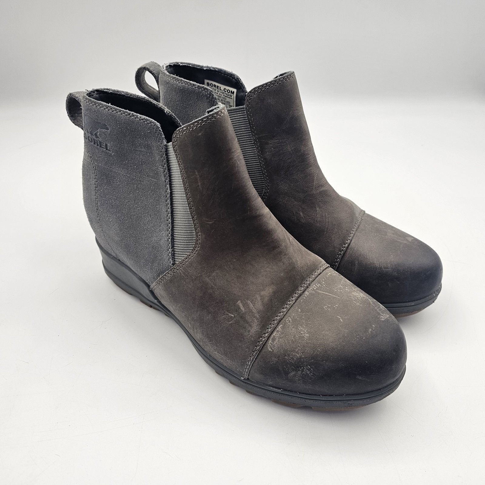 SOREL Sorel Evie Pull-On Waterproof Suede Leather Wedge Ankle Boot Size US 9 / IT 39 - 1 Thumbnail