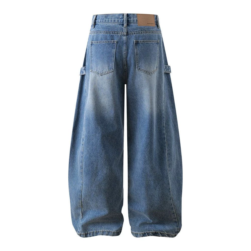 Japanese Brand × Jean Men's high street washed distressed wide-leg scimitar jeans Size US 32 / EU 48 - 2 Thumbnail