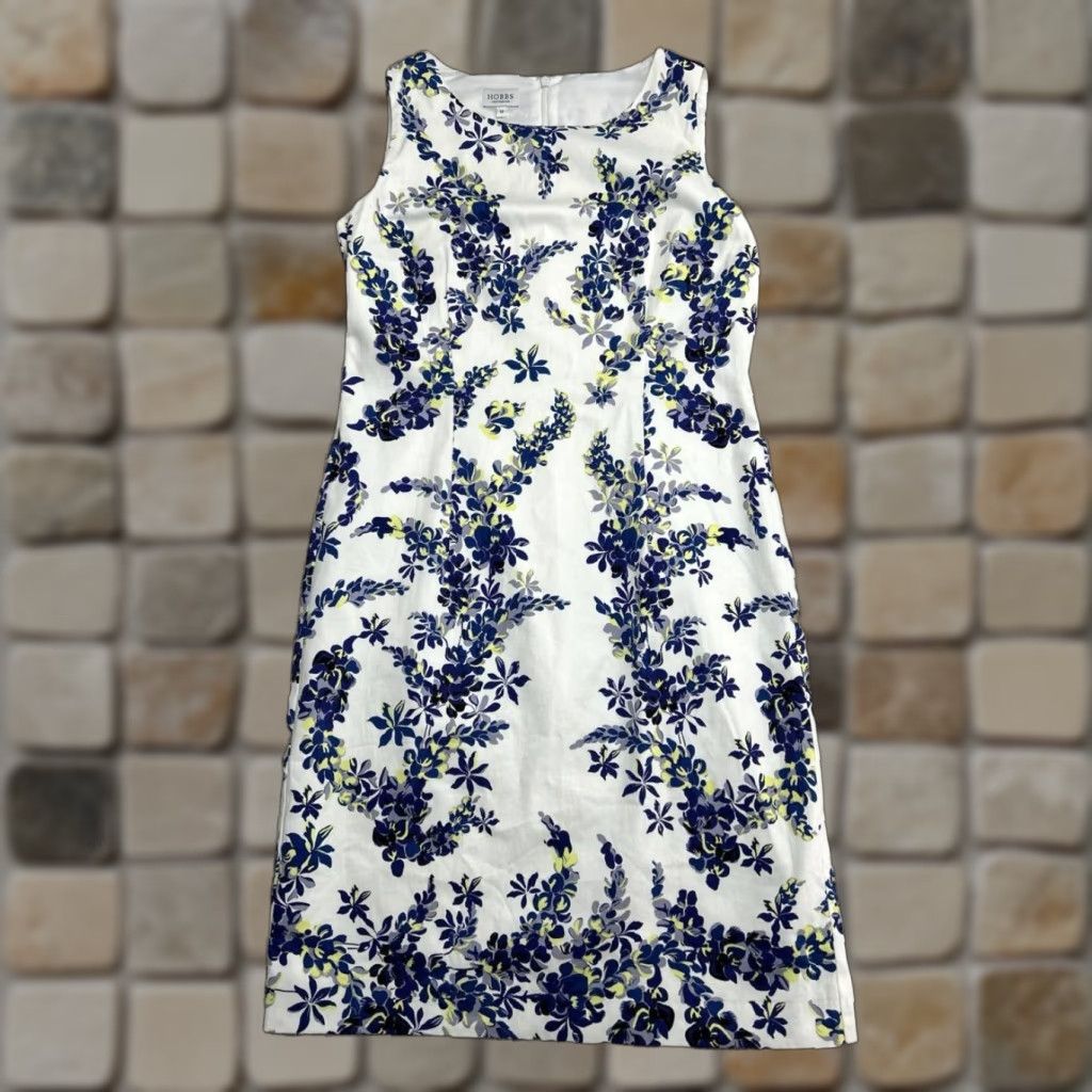 Vintage Hobbs Pencil Dress Womens 12 White Back Zip Stretch Floral Print Size XL / US 12-14 / IT 48-50 - 1 Thumbnail
