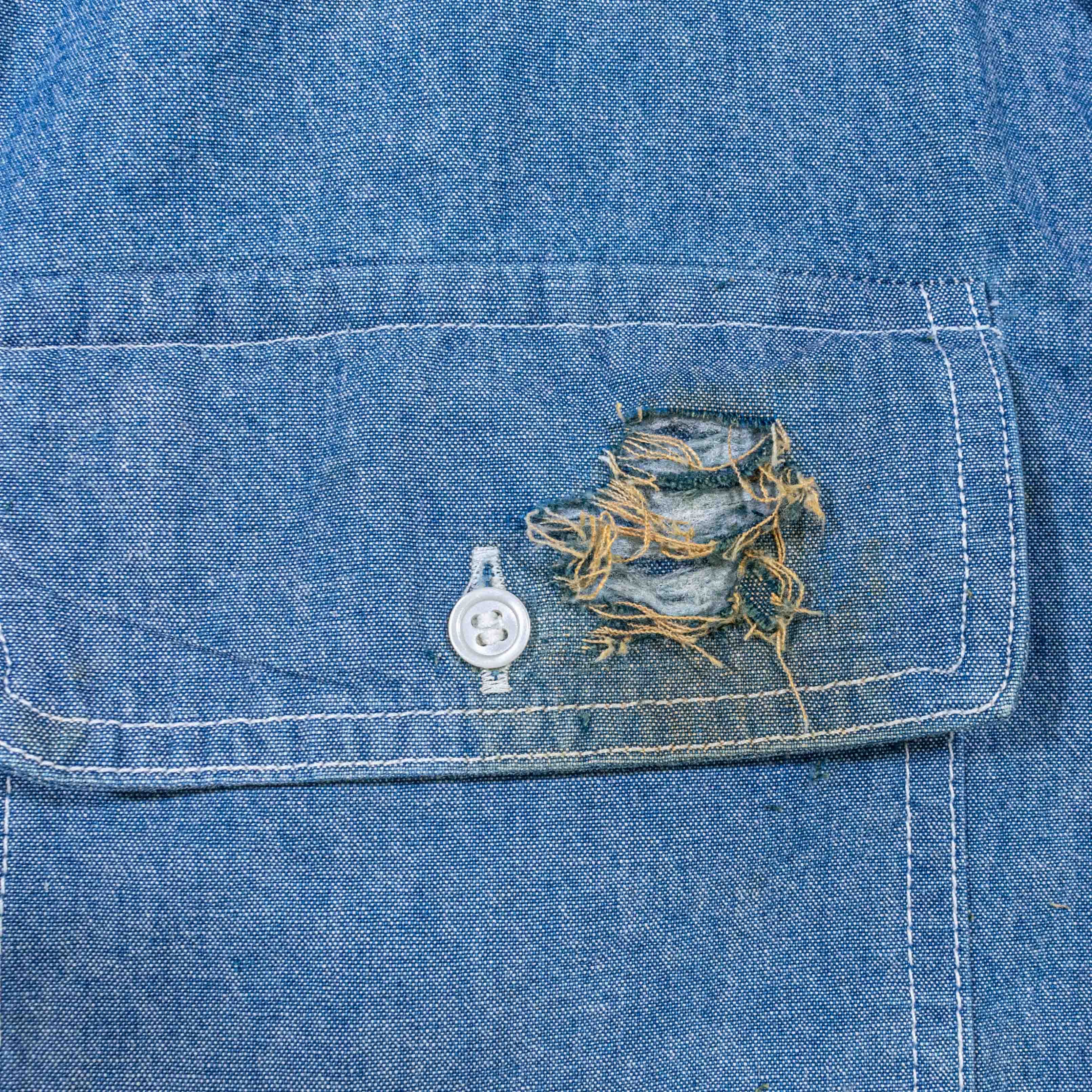 J. Peterman J Peterman Denim Shirt Double Pocket Distressed Workwear Y2K Size US XXL / EU 58 / 5 - 5 Thumbnail