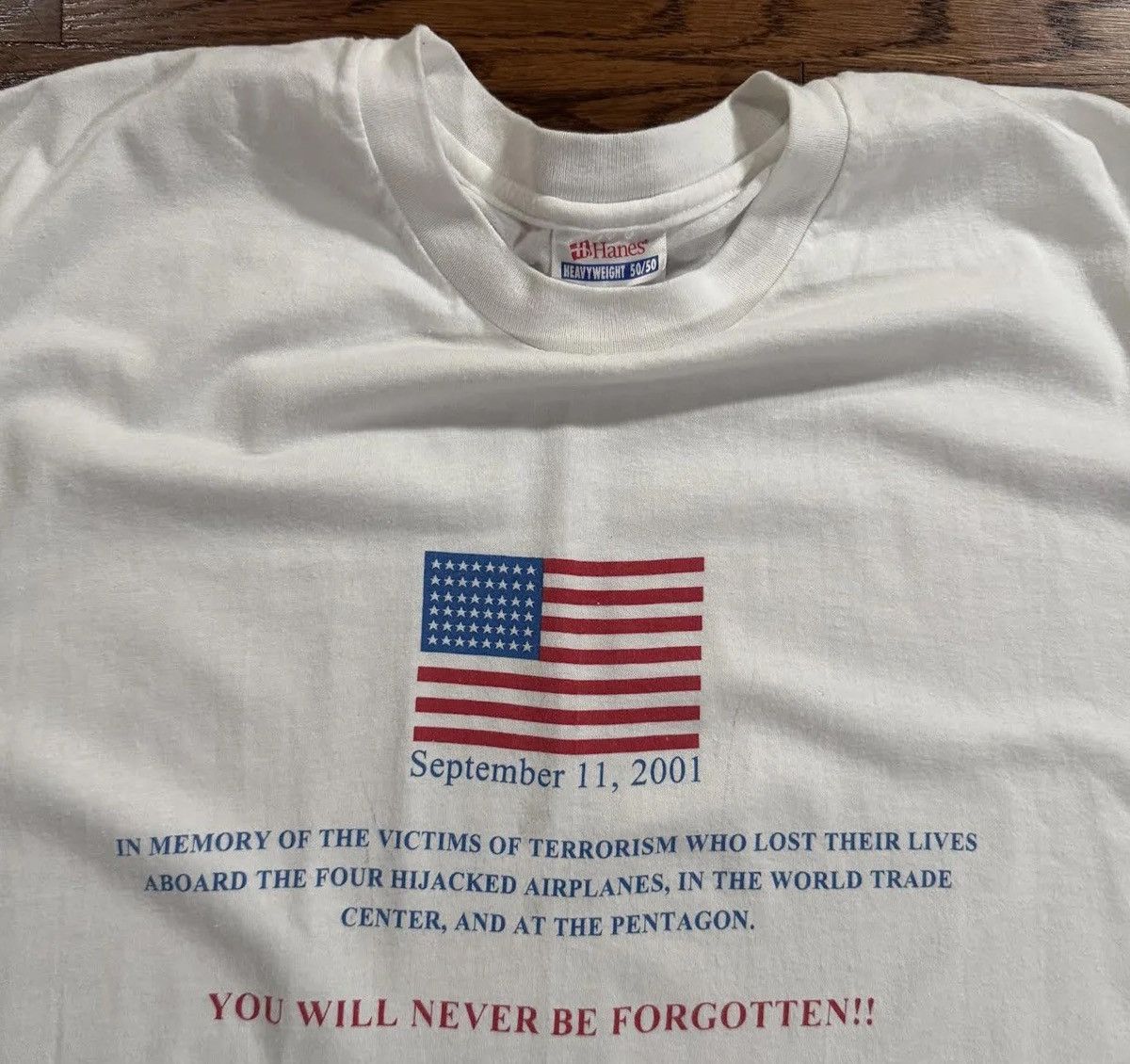 Hanes Vintage September 11 2001 You Will Never Be Forgotten Large Size US L / EU 52-54 / 3 - 2 Thumbnail