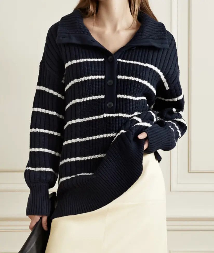 Apiece Apart Cashmere Blend Paloma Oversized Striped Size L / US 10 / IT 46 - 1 Thumbnail