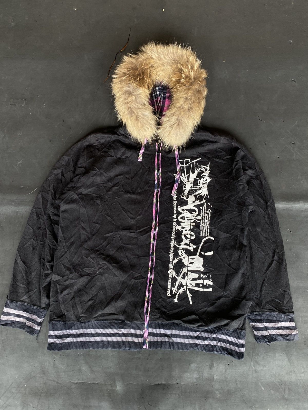 ジャケット・アウター 00s archive japanese label fur hoodie 00s japanese label fur hoodie ファー パーカー