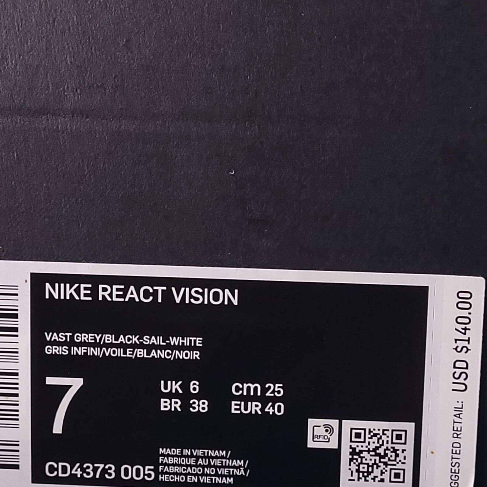Nike Nike React Vision Shoe Mens Size 7 CD4373-005 Gray White Size US 7 / EU 40 - 9 Thumbnail