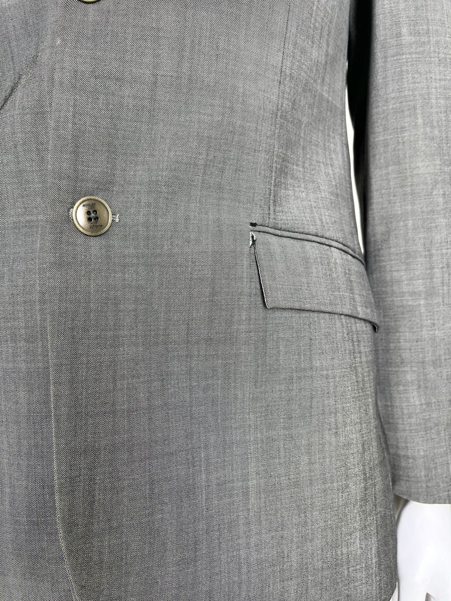 Thierry Mugler 1990's Grey Wool Suit Size 50R - 5 Thumbnail