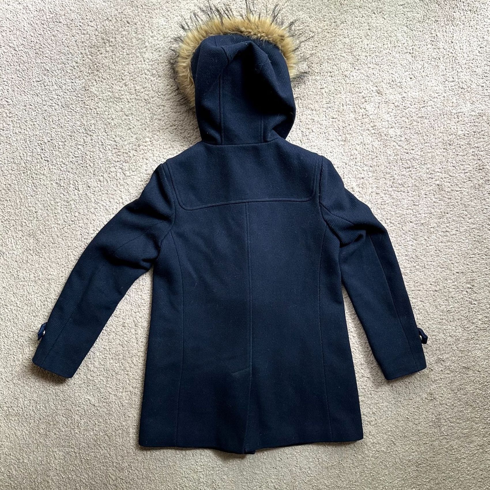 Cole Haan Cole Haan Coat Womens 6 Navy Blue Wool Blend Full Zip Faux Fur Hood Jacket Size M / US 6-8 / IT 42-44 - 2 Thumbnail
