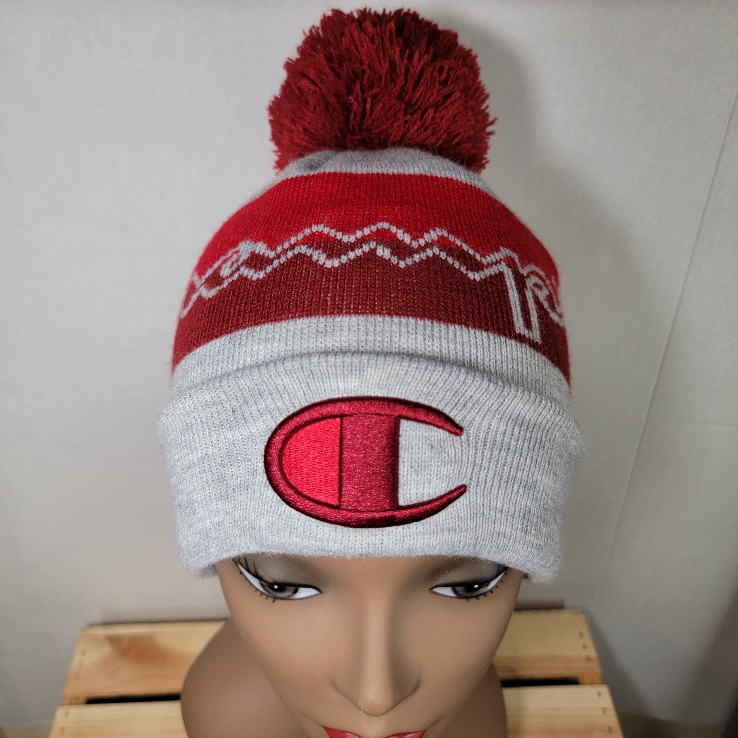 Champion Champion Knit Grey & Red Pom Beanie - OSFM Size ONE SIZE - 2 Thumbnail
