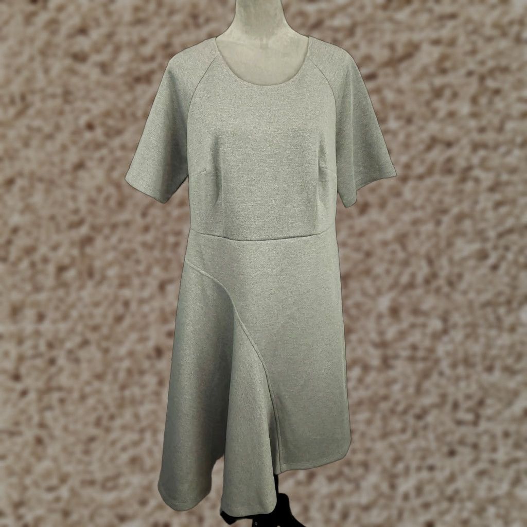 Vintage Womens Dress Size 16 Asymmetical Hem Gray Pullover Short Above Knee Heathered Size XXL / US 16-18 / IT 52-54 - 1 Thumbnail
