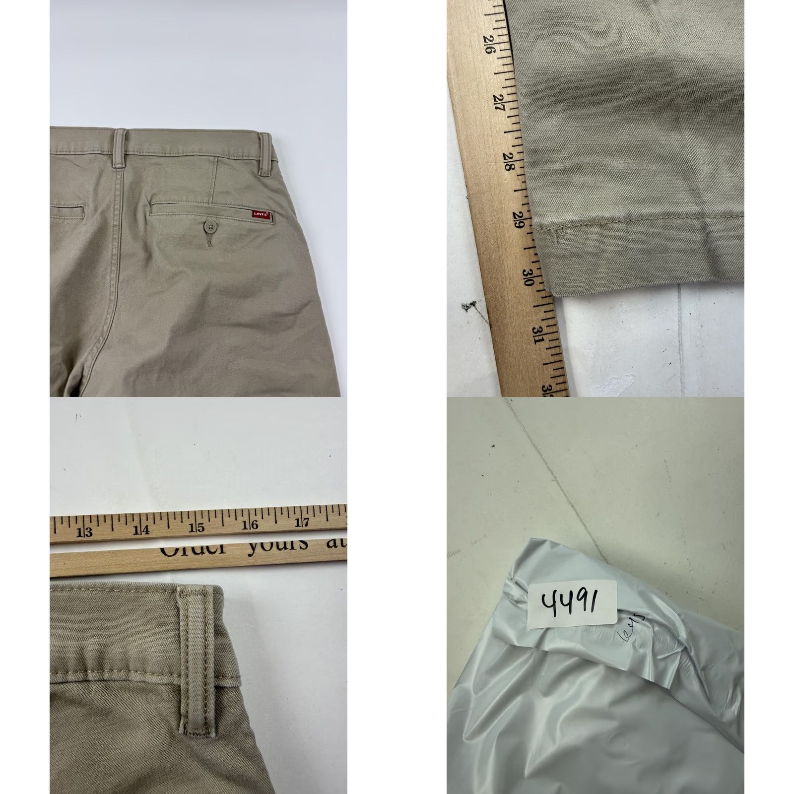 Levi's Levi's XX Chino Pants Mens 30x32 Beige Tapered Regular Fit Cotton Stretch Front Zip Pockets Casual Business Spring Size US 30 / EU 46 - 8 Thumbnail