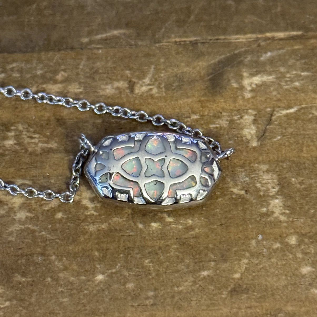 Kendra Scott Elisa silver lab grown opal necklace