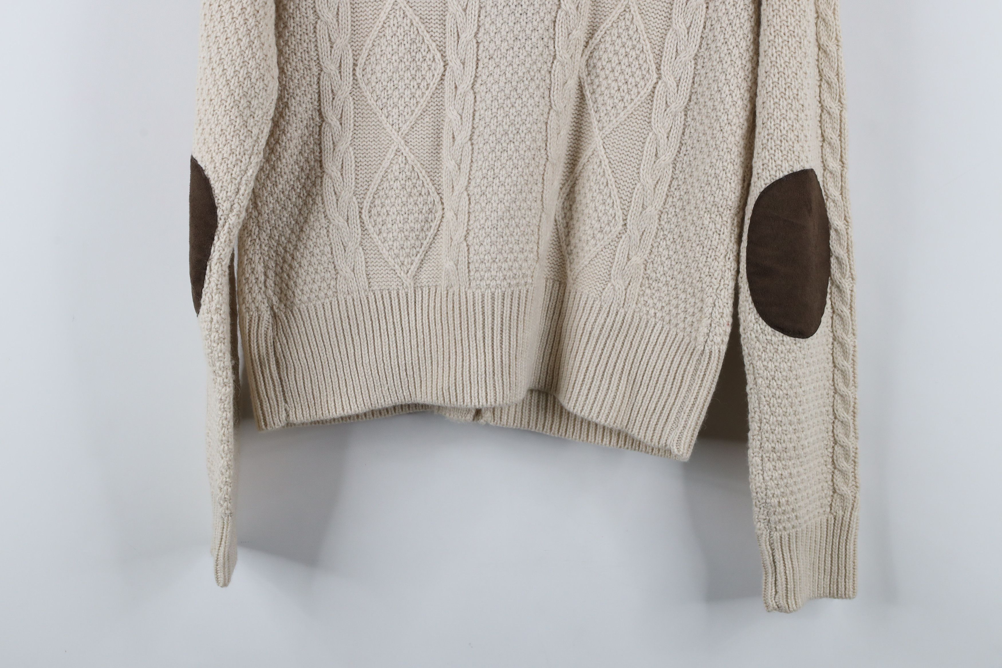 Vintage NOS Vintage Fisherman Knit Elbow Patch Cardigan Sweater Size M / US 6-8 / IT 42-44 - 11 Thumbnail