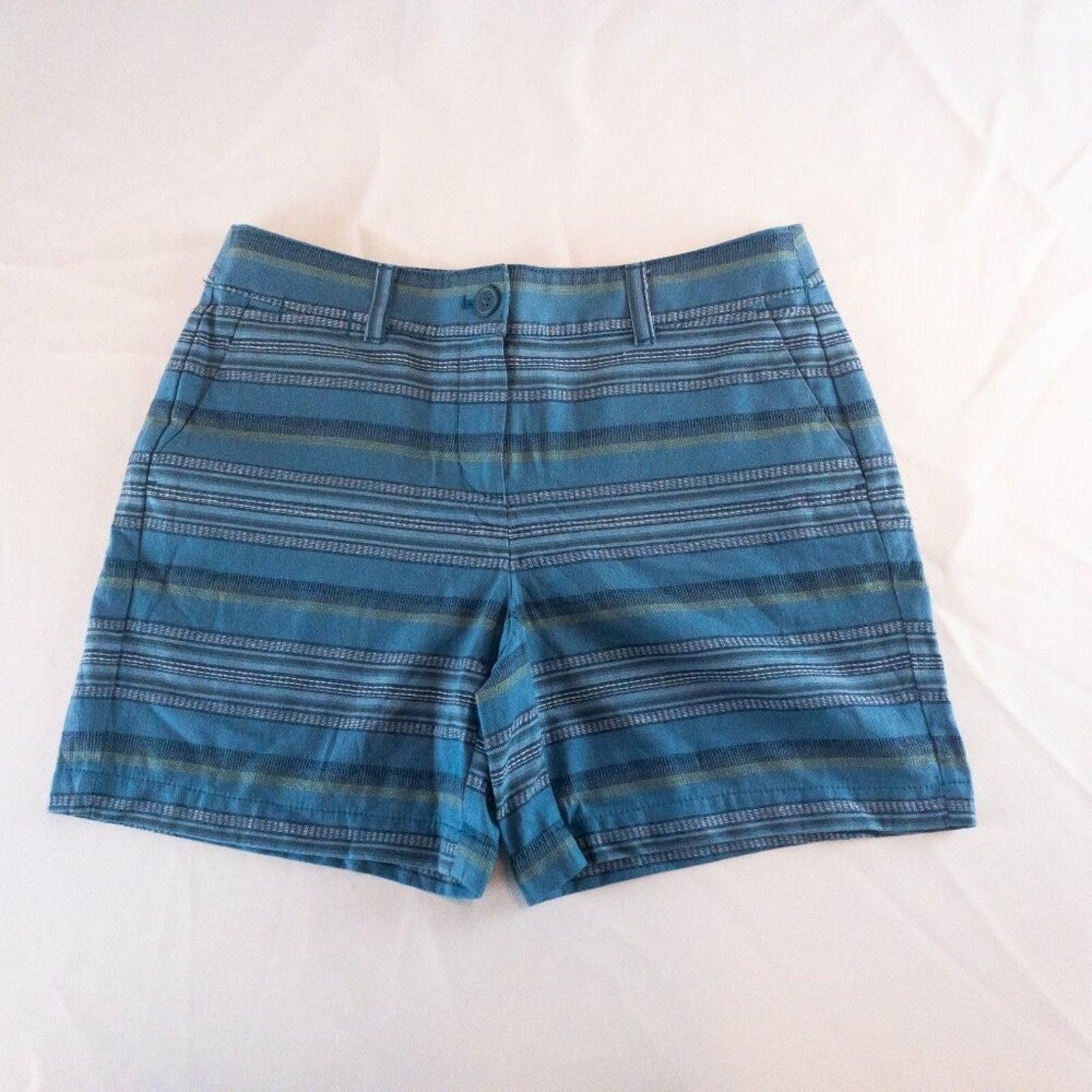 Other Ann Taylor LOFT Striped Blue Green Mini Shorts Womens Size 2 Size 26" / US 2 / IT 38 - 1 Thumbnail