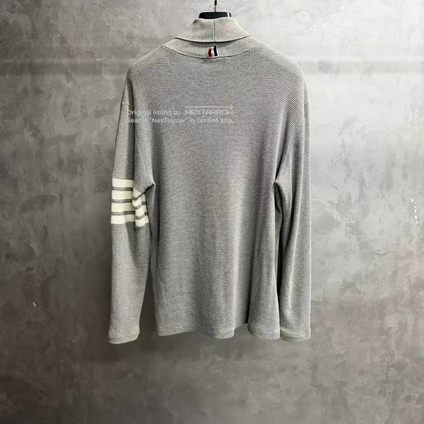 Thom Browne Thom Browne Gray Four-Stripe Waffle Knit Turtleneck Size US S / EU 44-46 / 1 - 5 Thumbnail