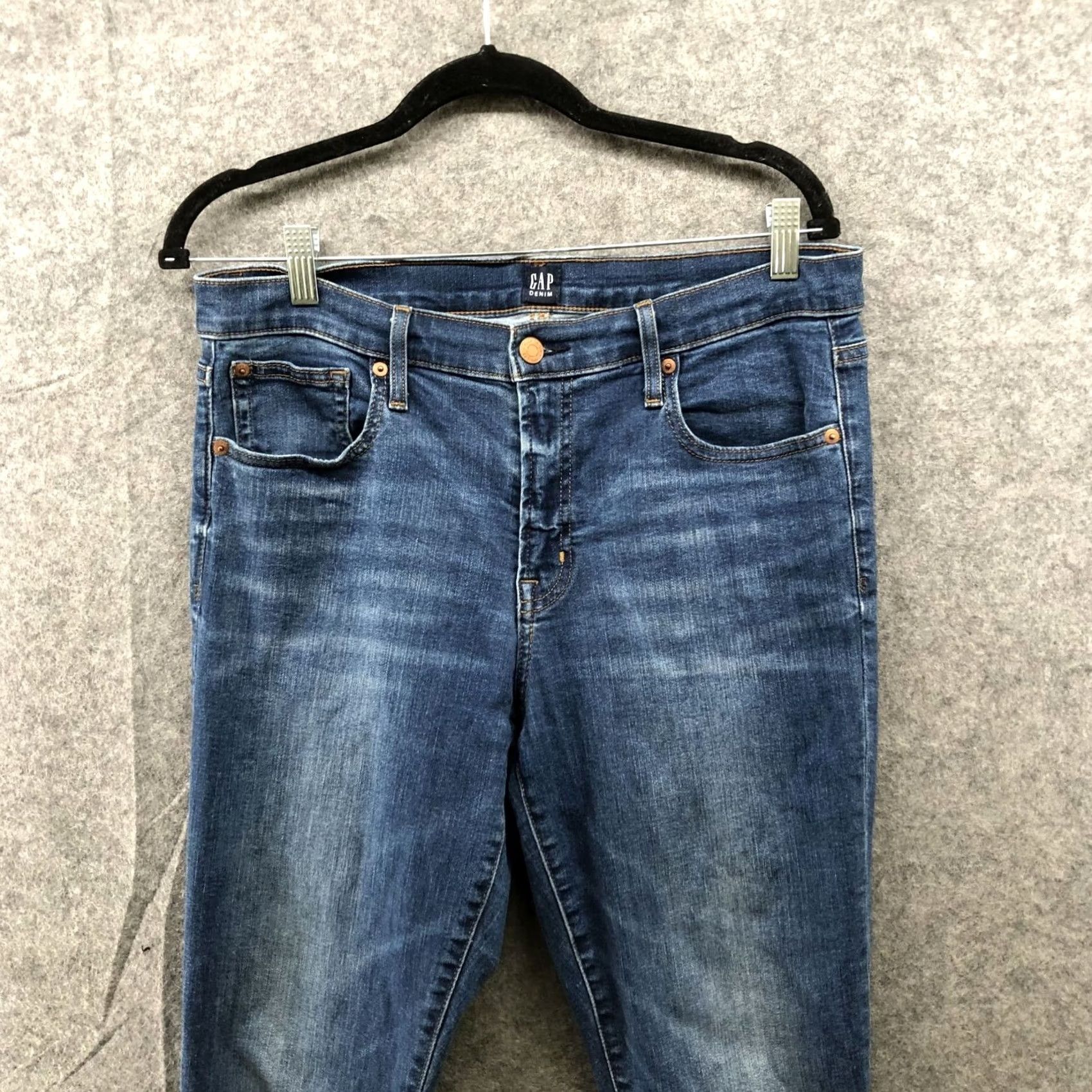 Gap Gap True Skinny Mid Rise Jeans Womens 32R Blue Medium Wash Indigo Denim 5-Pocket Stretch Slim Shirt? Size 24" / US 00 / IT 34 - 3 Thumbnail