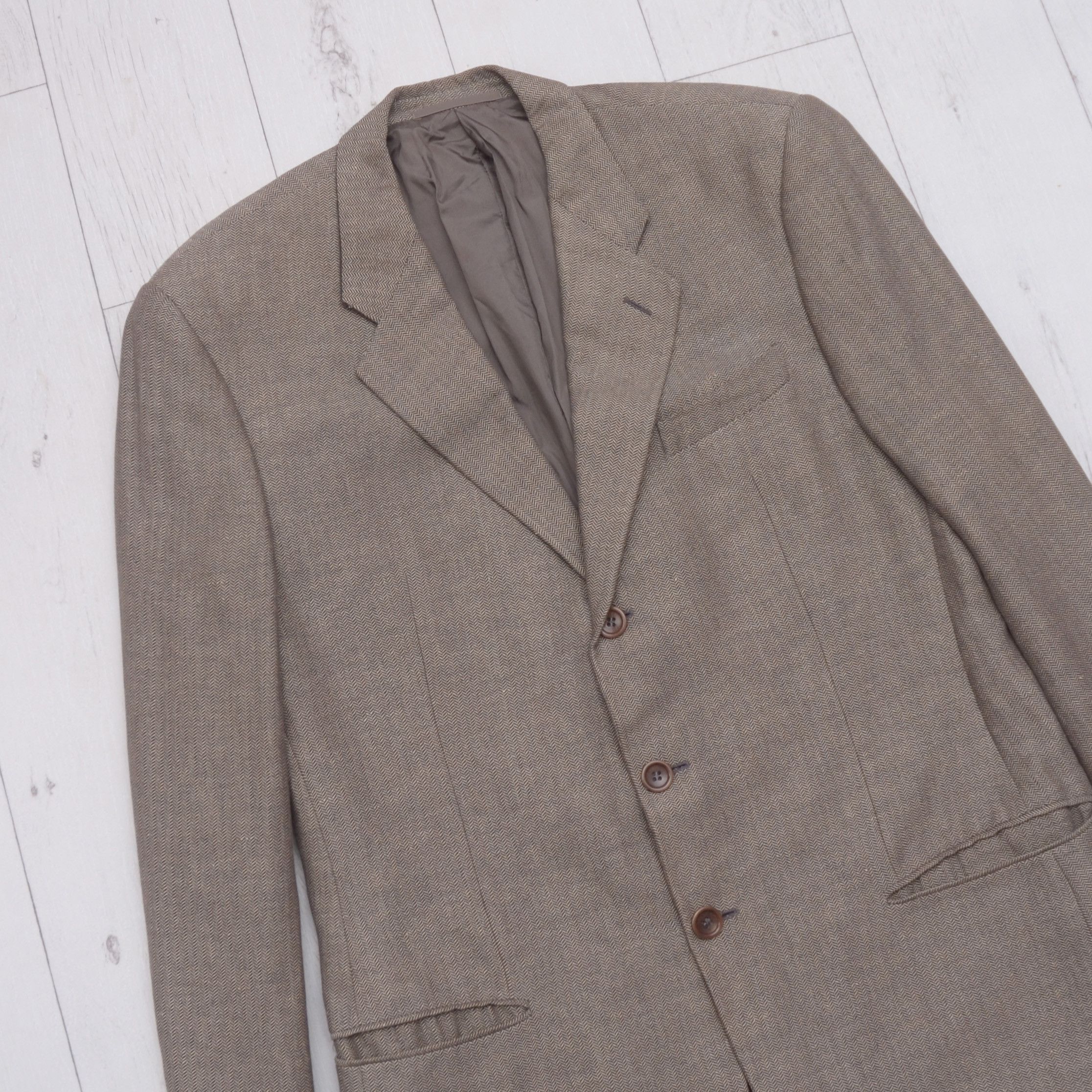 Armani × Armani Collezioni × Giorgio Armani Vintage Luxury Armani Collezioni Tweed Linen Casual Blazer Size 52L - 2 Thumbnail