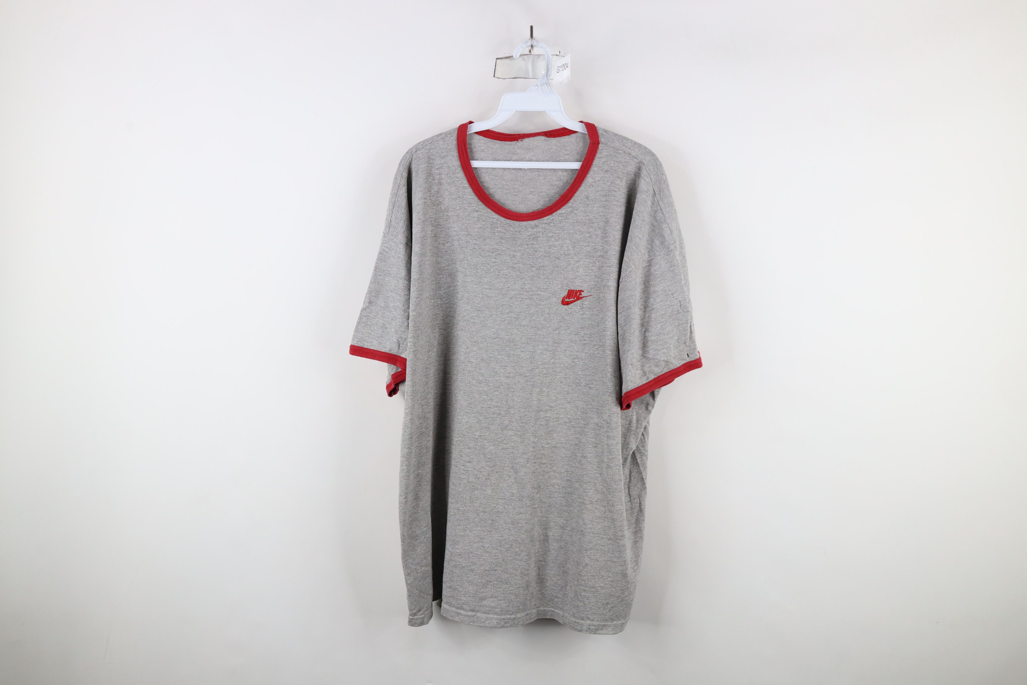 Nike × Vintage Vintage 90s Nike Scott Mini Swoosh Ringer T-Shirt Gray Size US XXL / EU 58 / 5 - 1 Thumbnail