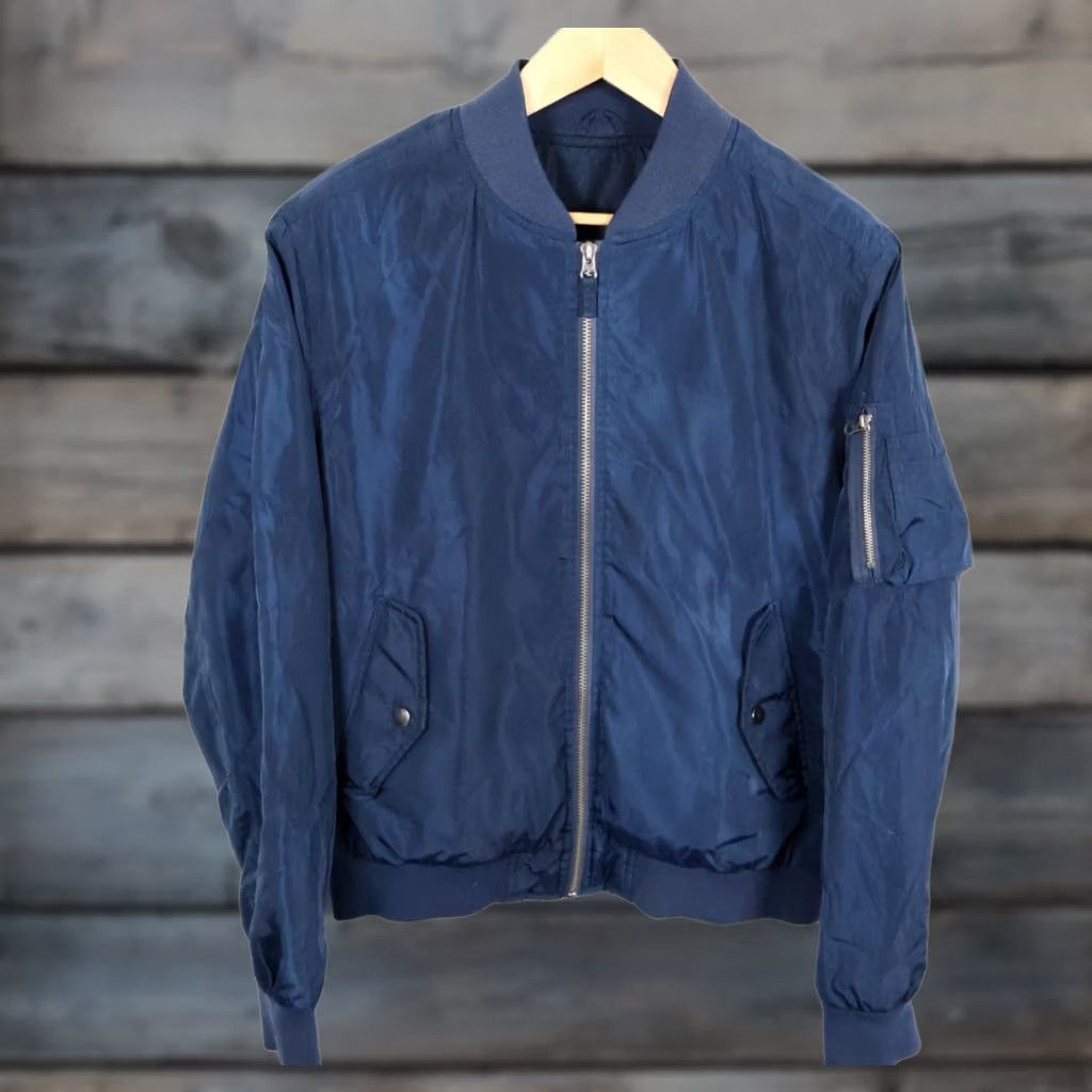 Vintage VINTAGE MA-1 Bomber Jacket Men's Large Dark Blue Orange Insulated Talon Zipper VTG Size US L / EU 52-54 / 3 - 1 Thumbnail