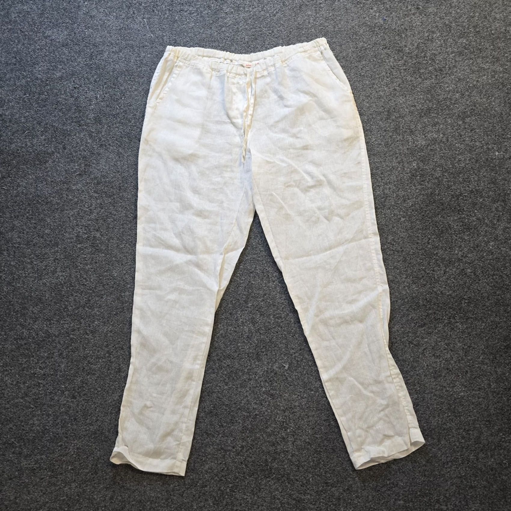 Vintage Dolma Pants Womens Medium White Linen Tapered Pull On Beachy Casual Capsule Size 32" / US 10 / IT 46 - 2 Thumbnail
