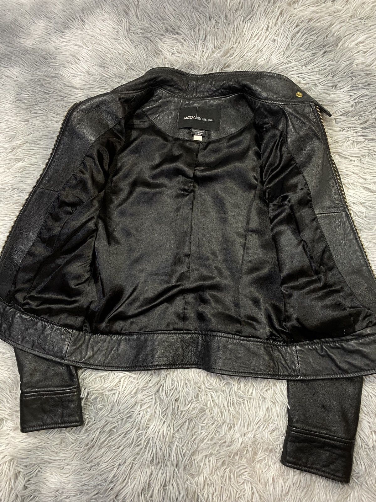 Vintage Moda International Black Leather Moto Jacket Japanese Brand Size ONE SIZE - 8 Thumbnail