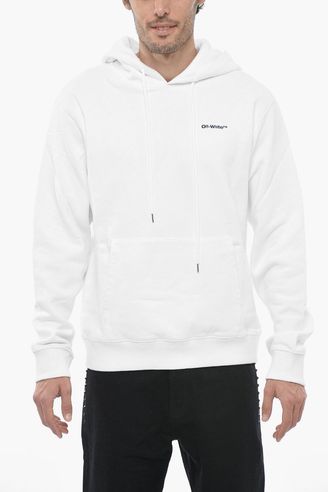 image of Off White Og1Mm0424 Fleece Cotton Hoodie In White, Men's (Size Small)