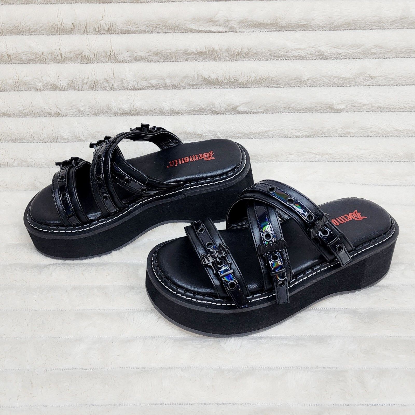 Other DEMONIA Emily 100 - 2 Black 2" Platform Bat Buckle Slip On S Size US 11 / IT 41 - 1 Thumbnail