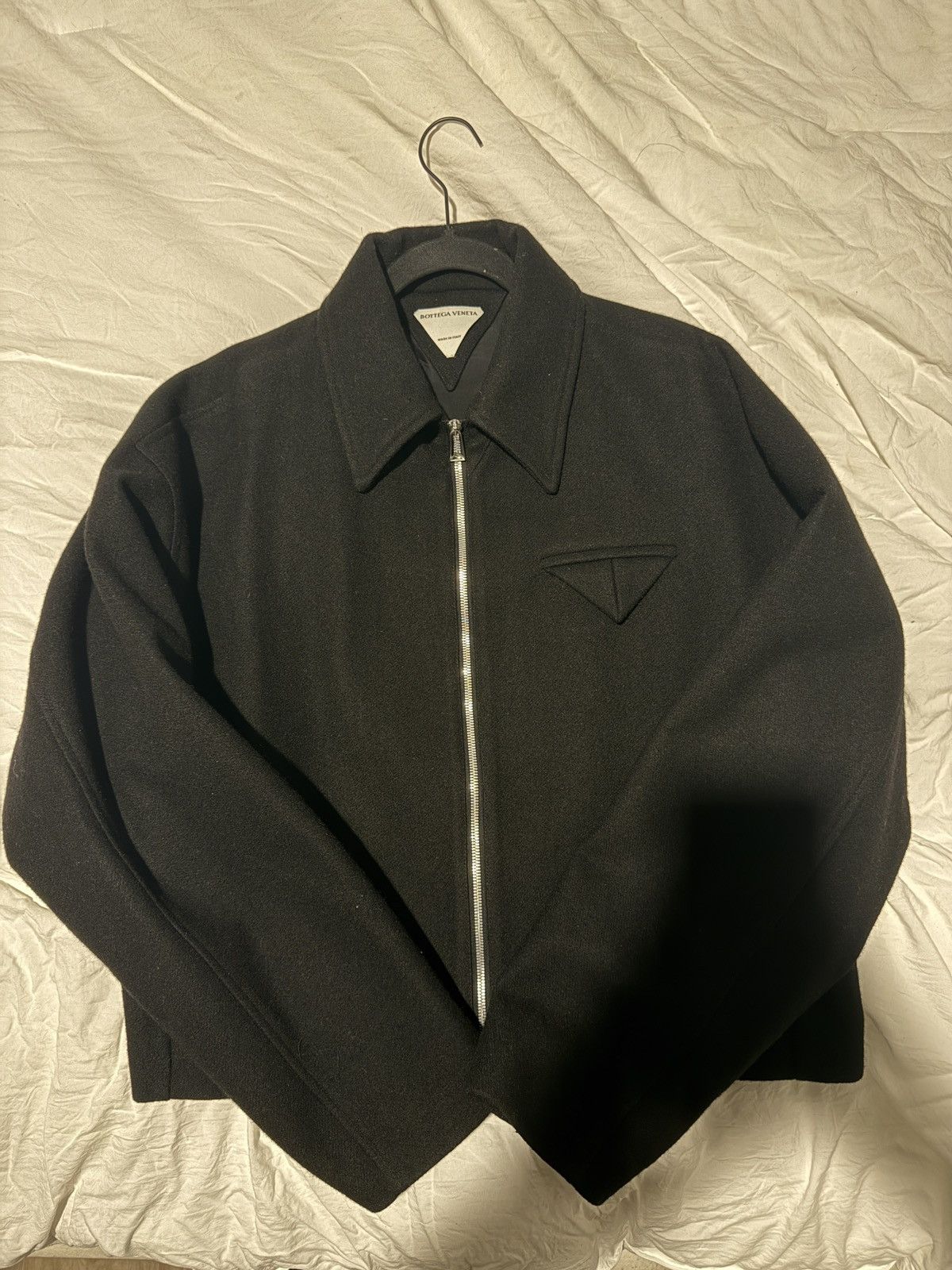 Bottega Veneta Bottega Veneta Black Wool Cropped Triangle Pocket Jacket Size US L / EU 52-54 / 3 - 2 Thumbnail
