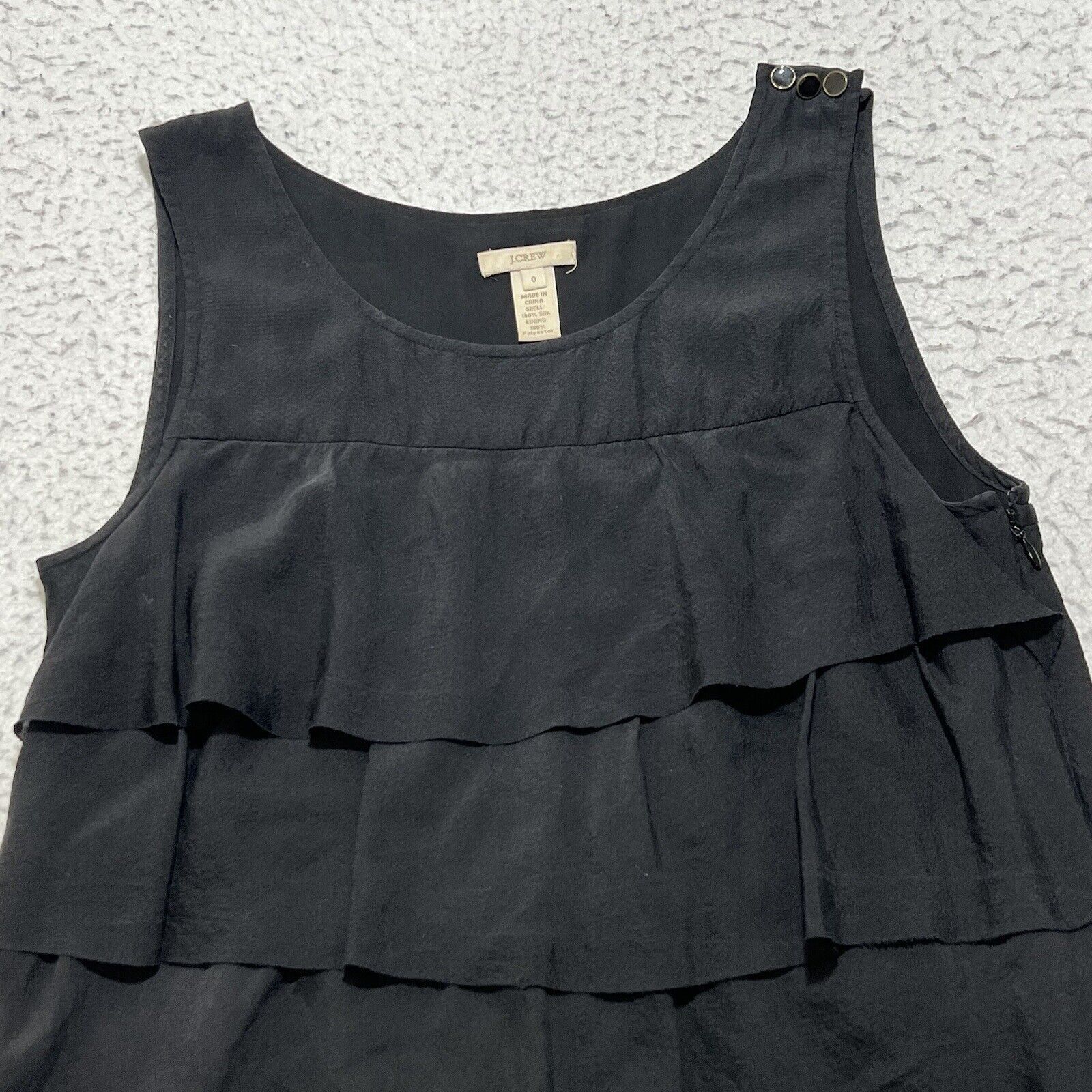 J.Crew J. Crew Silk Tiered Ruffled Tank Top Sleeveless Black Size XS / US 0-2 / IT 36-38 - 2 Thumbnail