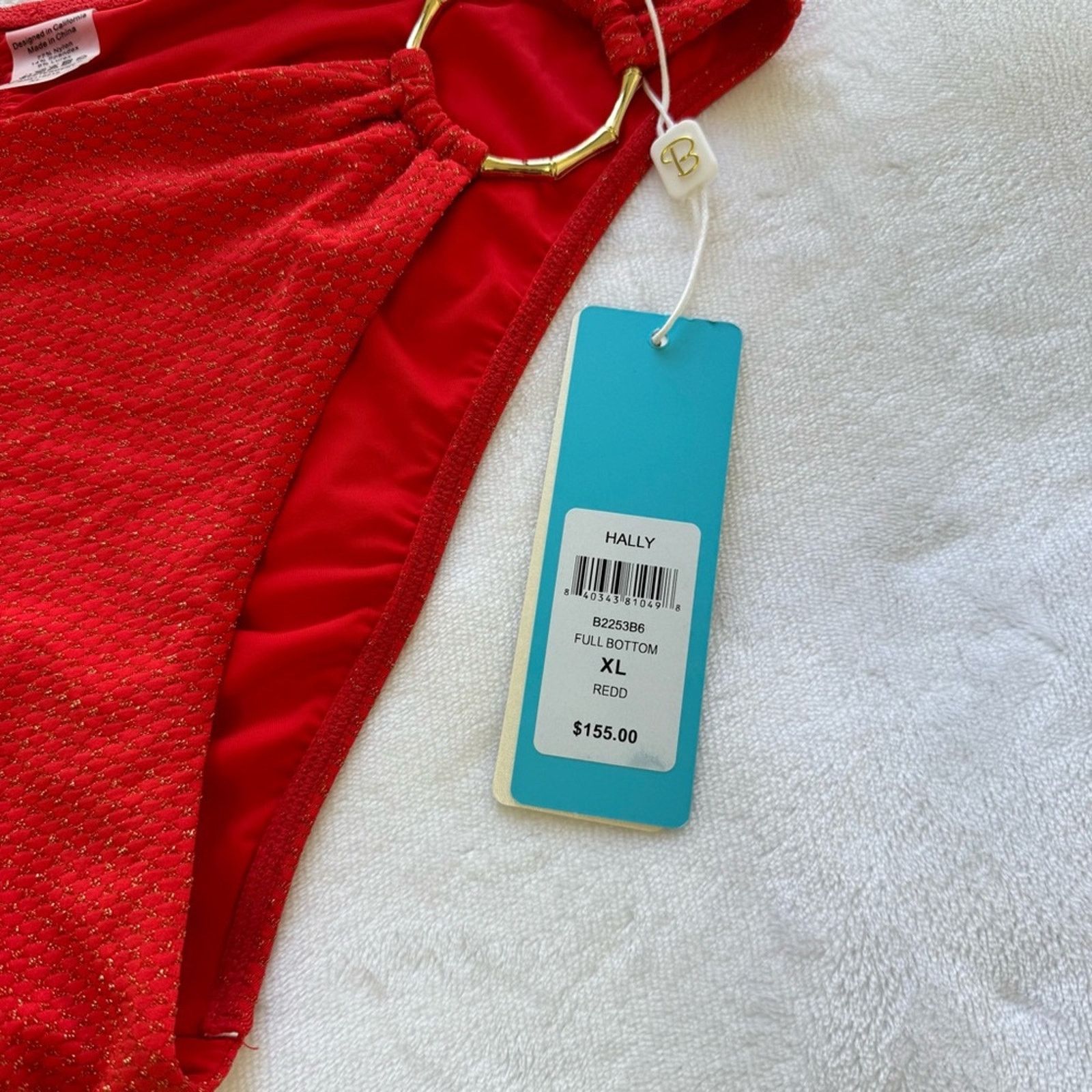 NBDN Nobrandedon NWT! Beach Bunny Red Shimmer Swim Bottom, Size XL Size XL / US 12-14 / IT 48-50 - 6 Thumbnail