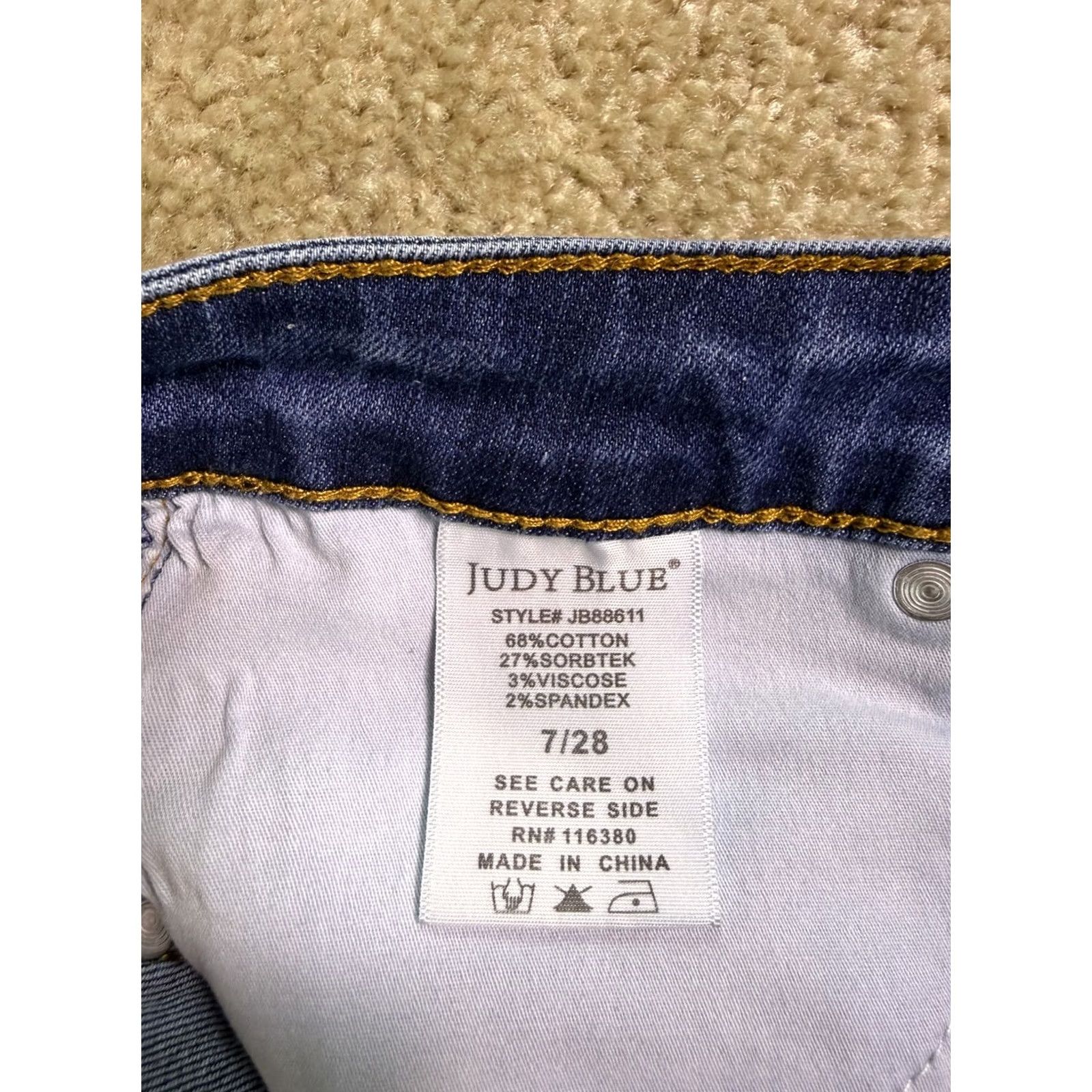 Vintage Judy Blue Jeans Womens Size 7/28 Flare Dark Wash High Rise Stretch Raw Hem F649 Size 28" / US 6 / IT 42 - 5 Thumbnail