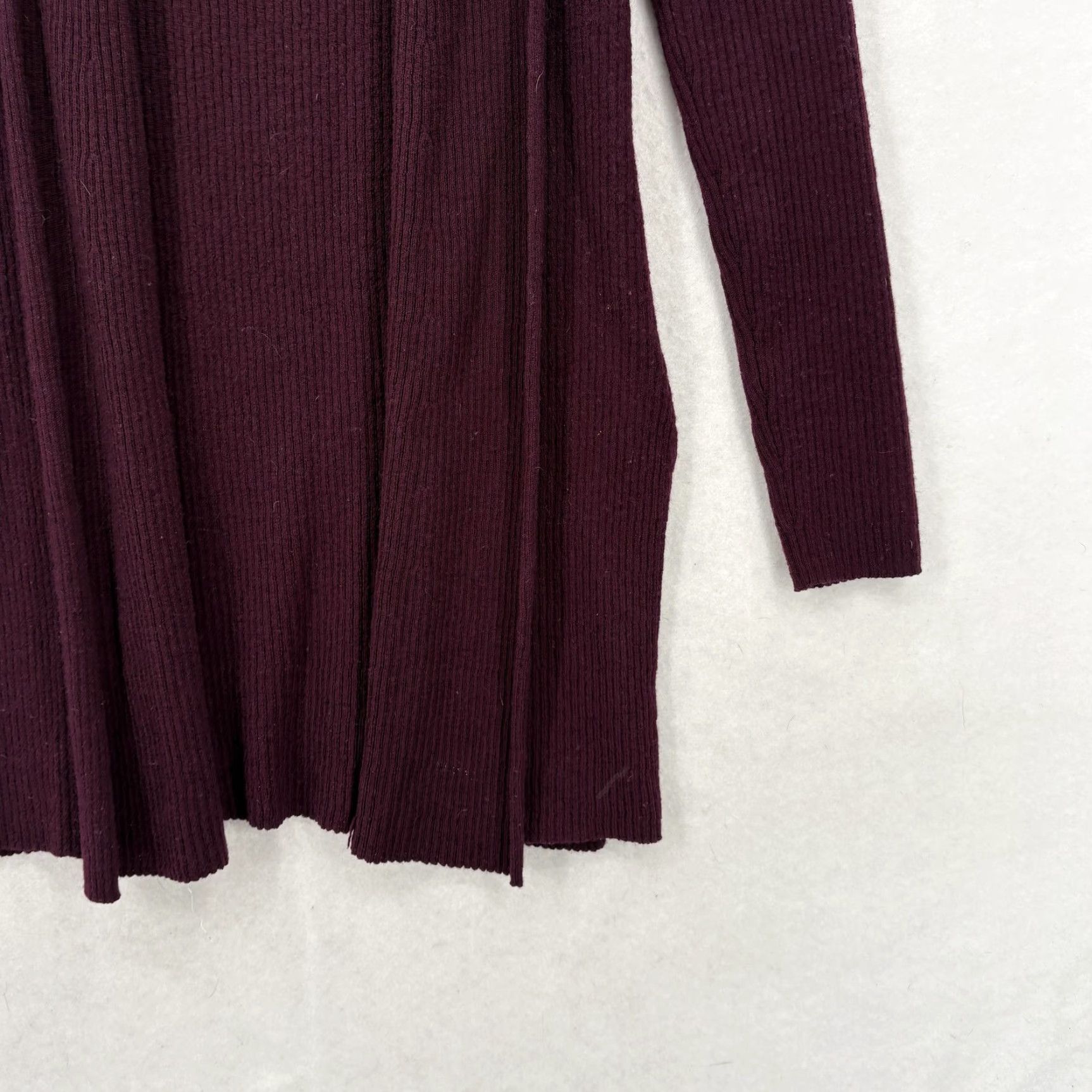 Vintage Max Studio Cardigan Sweater Womens Small Purple 100% Merino Wool Open Front Cozy V-Neck Knit Solid Regular Fall Casual Mens Womens Girls Boys Size S / US 4 / IT 40 - 3 Thumbnail