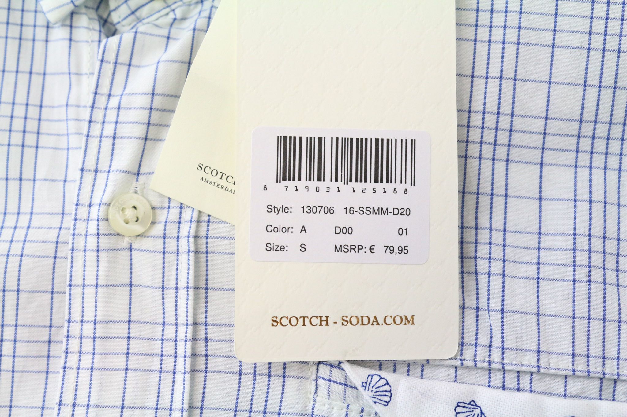 Scotch & Soda AMS COUTURE S Light Blue Slim Cotton Shirt 74790 Size US S / EU 44-46 / 1 - 5 Thumbnail