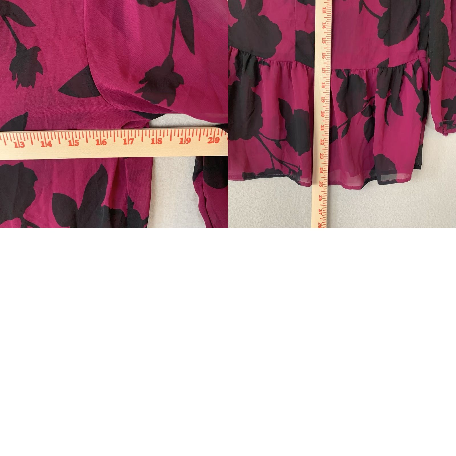 Old Navy VINTAGE Old Navy Blouse Women's S Tall Purple Floral Sheer Chiffon Round Neck Long Sleeve Pullover Casual Workwear Lagenlook Boho Hippie Gothic Size S / US 4 / IT 40 - 8 Thumbnail
