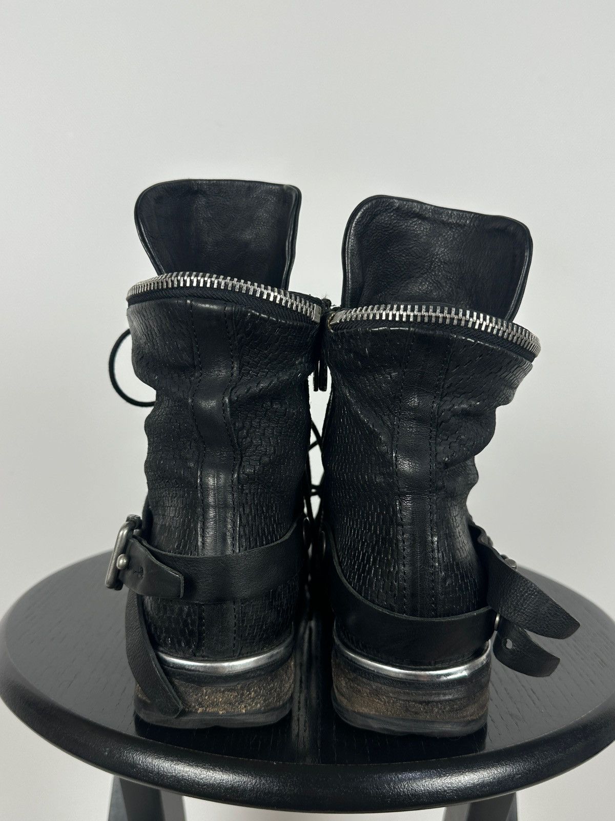 A.S.98 A.S.98. Airstep Black Leather Biker Zip Buckle Ankle Boots Size US 8 / IT 38 - 7 Thumbnail